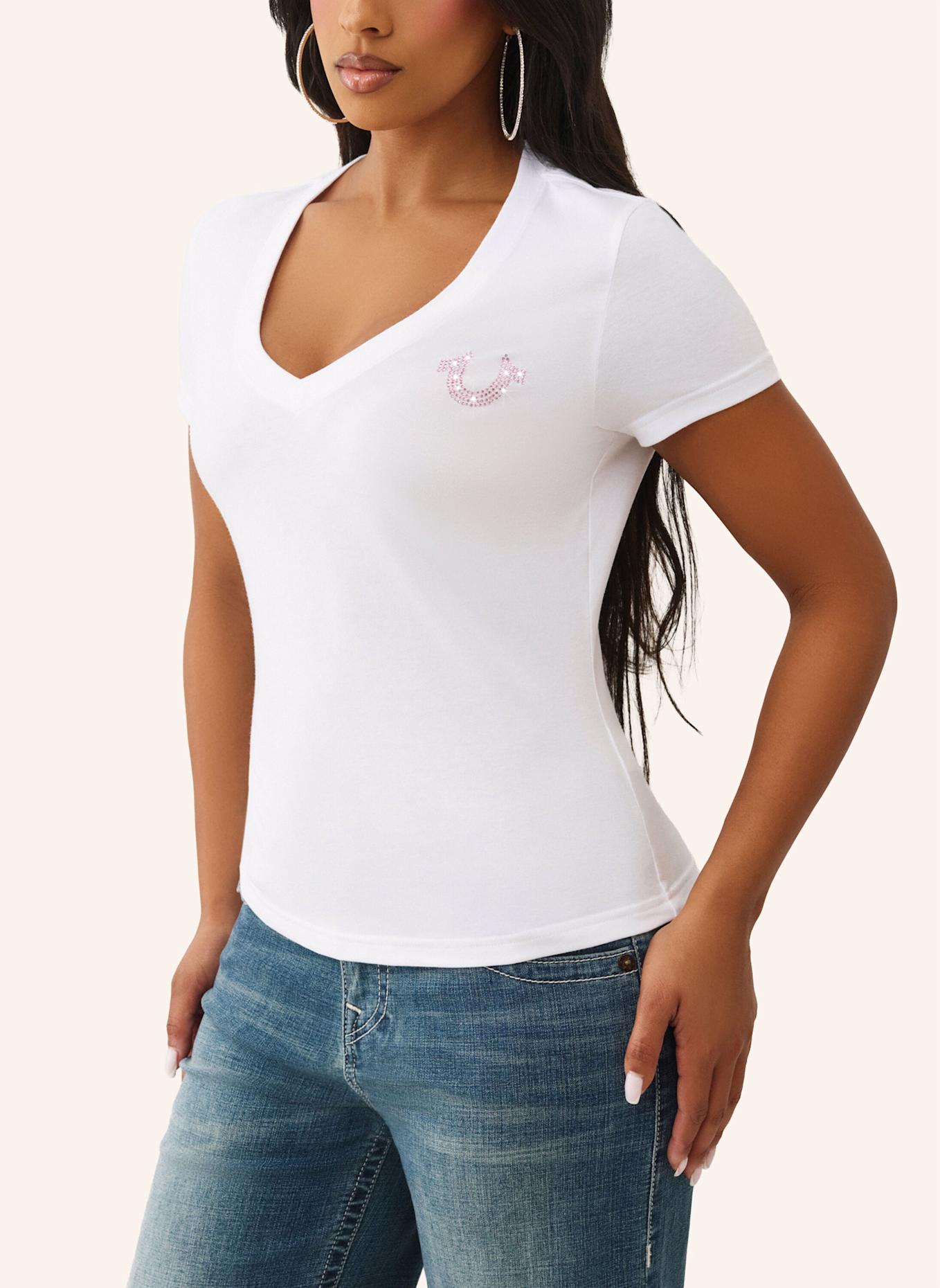 TRUE RELIGION T-Shirt BUDDHA CRYSTAL: WEISS