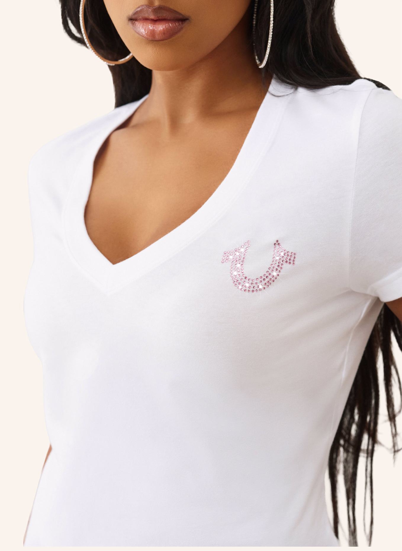 TRUE RELIGION T-Shirt BUDDHA CRYSTAL: WEISS