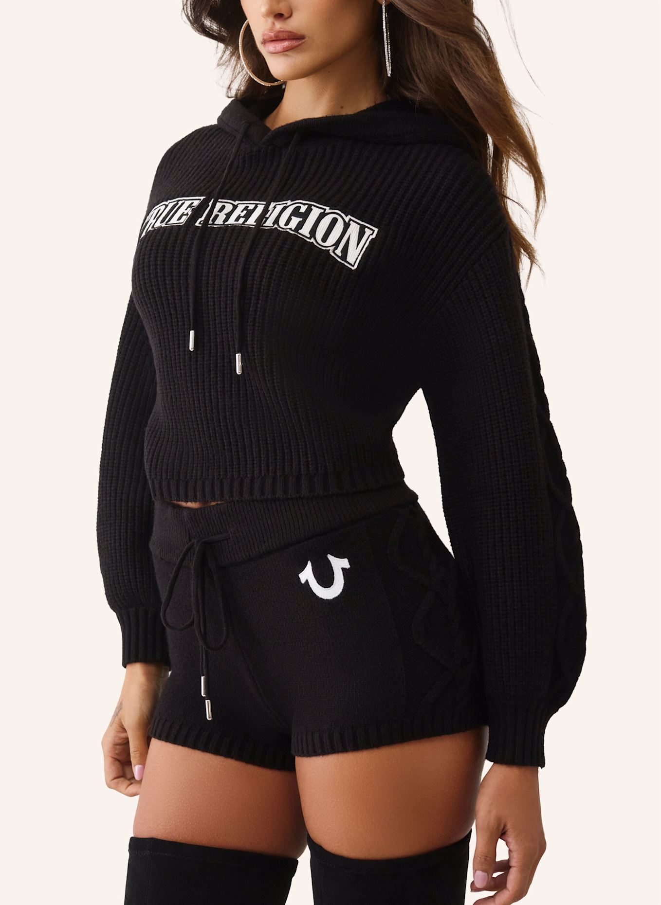 TRUE RELIGION Hoodie EMBROIDERY: SCHWARZ