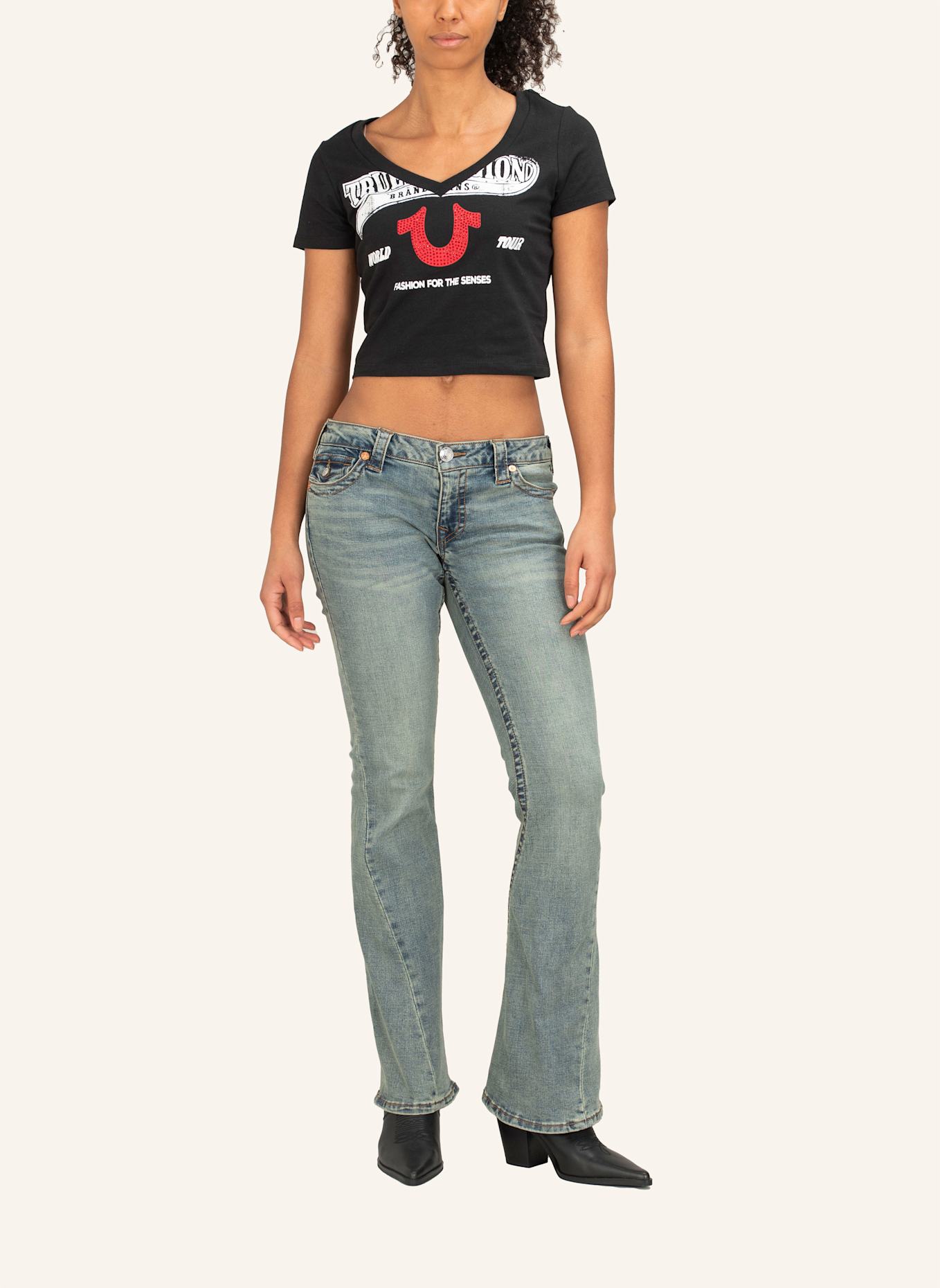 TRUE RELIGION T-Shirt Cropped: SCHWARZ