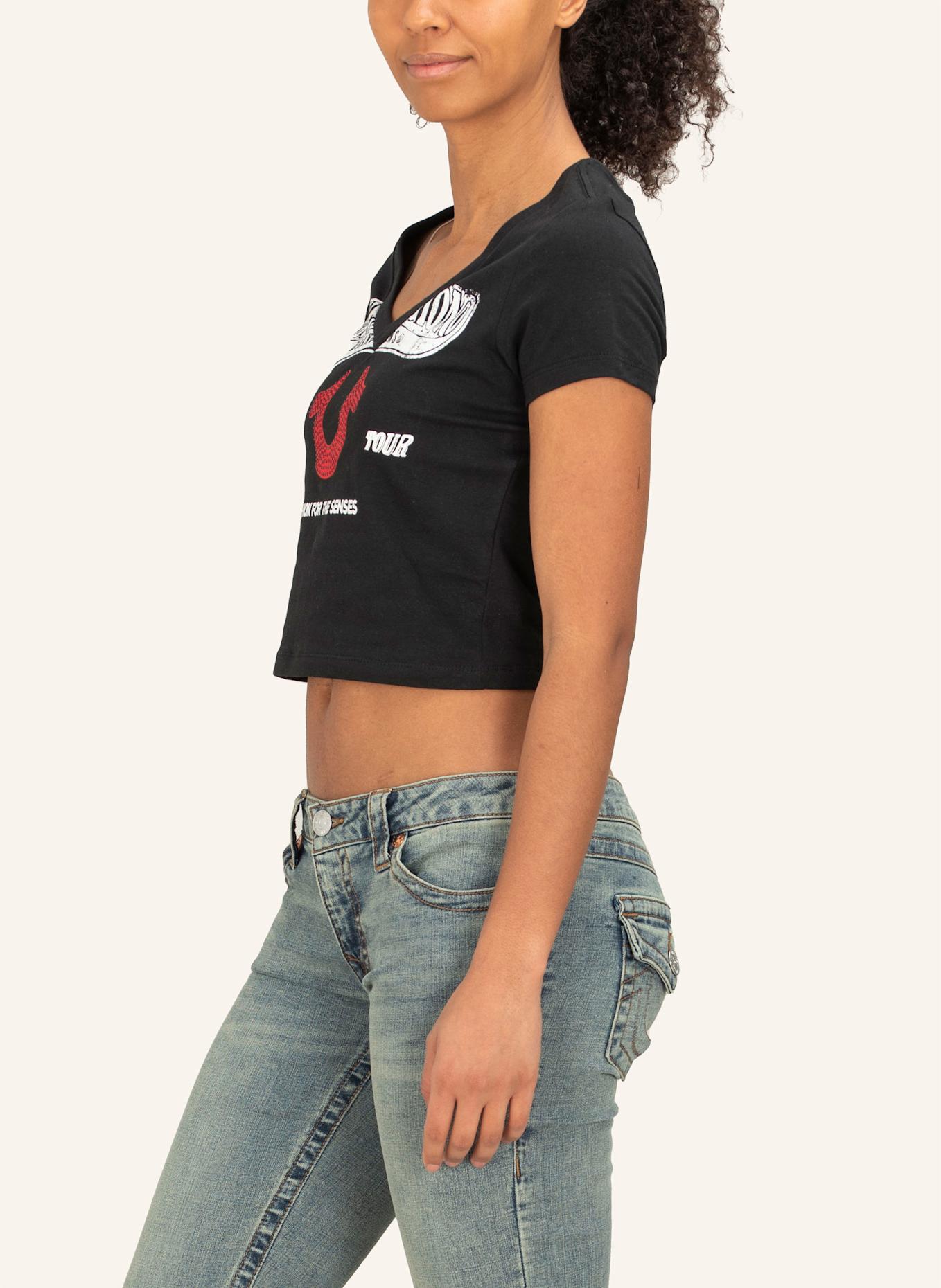 TRUE RELIGION T-Shirt Cropped: SCHWARZ