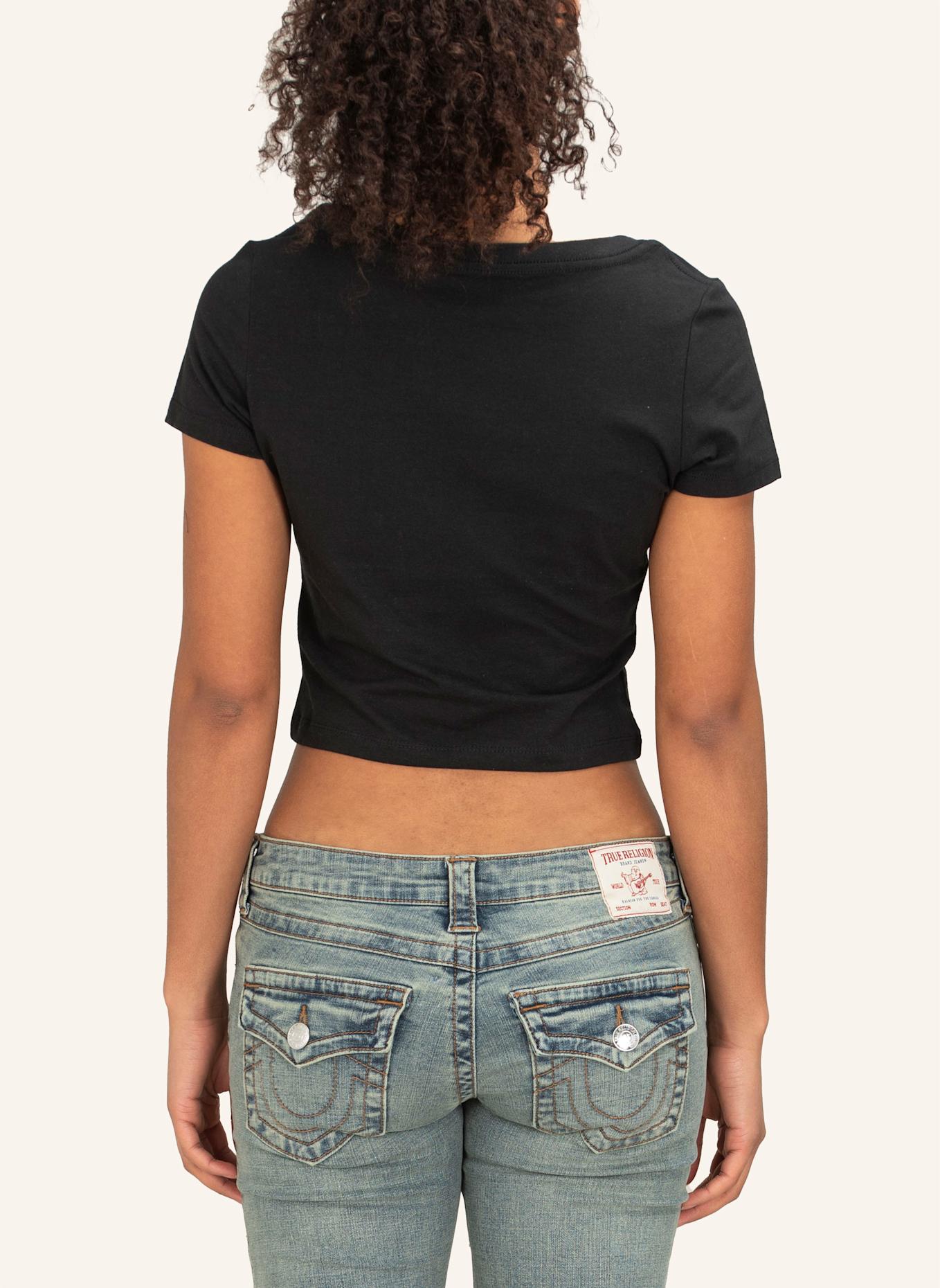 TRUE RELIGION T-Shirt Cropped: SCHWARZ