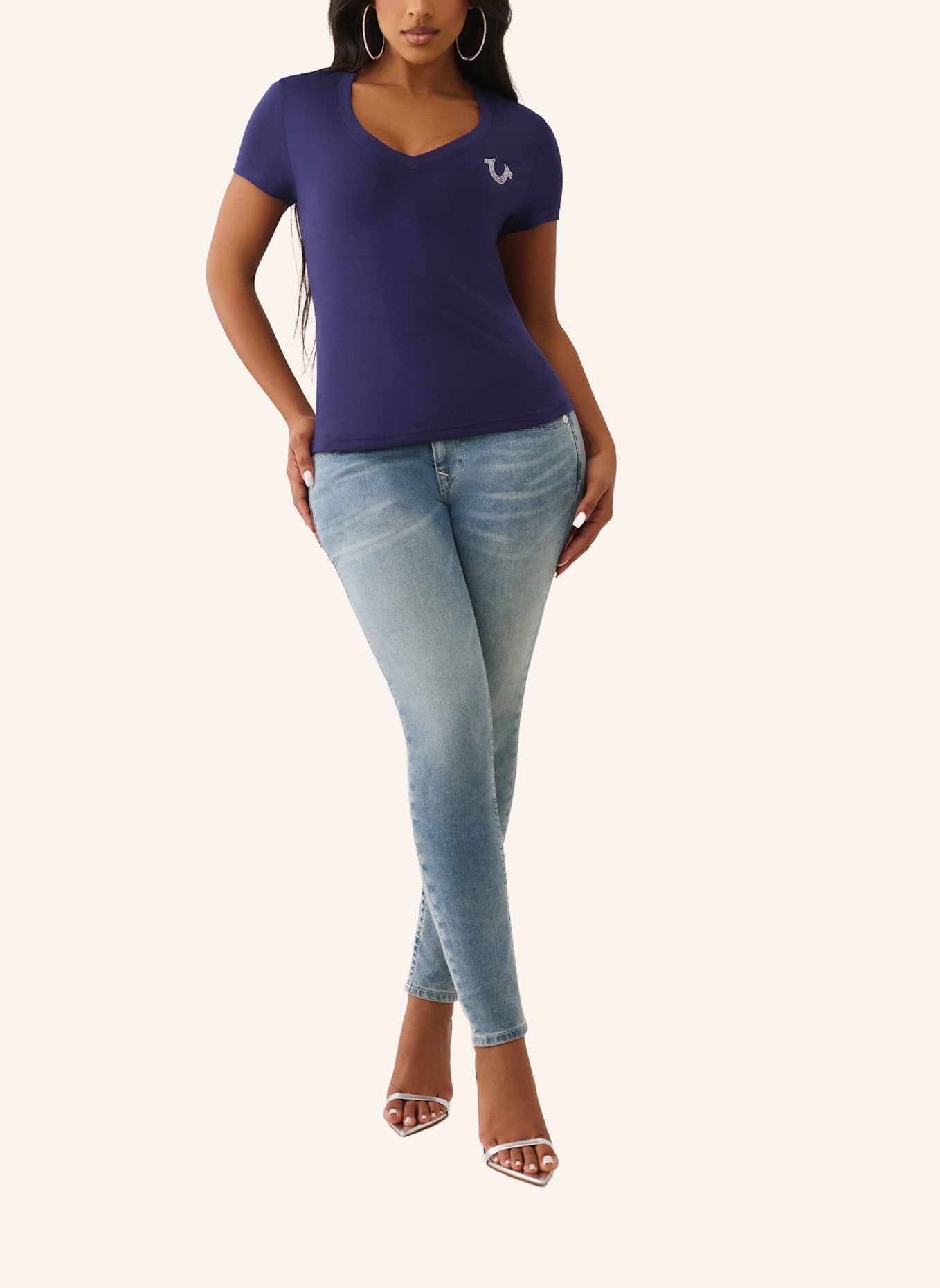 TRUE RELIGION T-Shirt BUDDHA CRYSTAL: BLAU