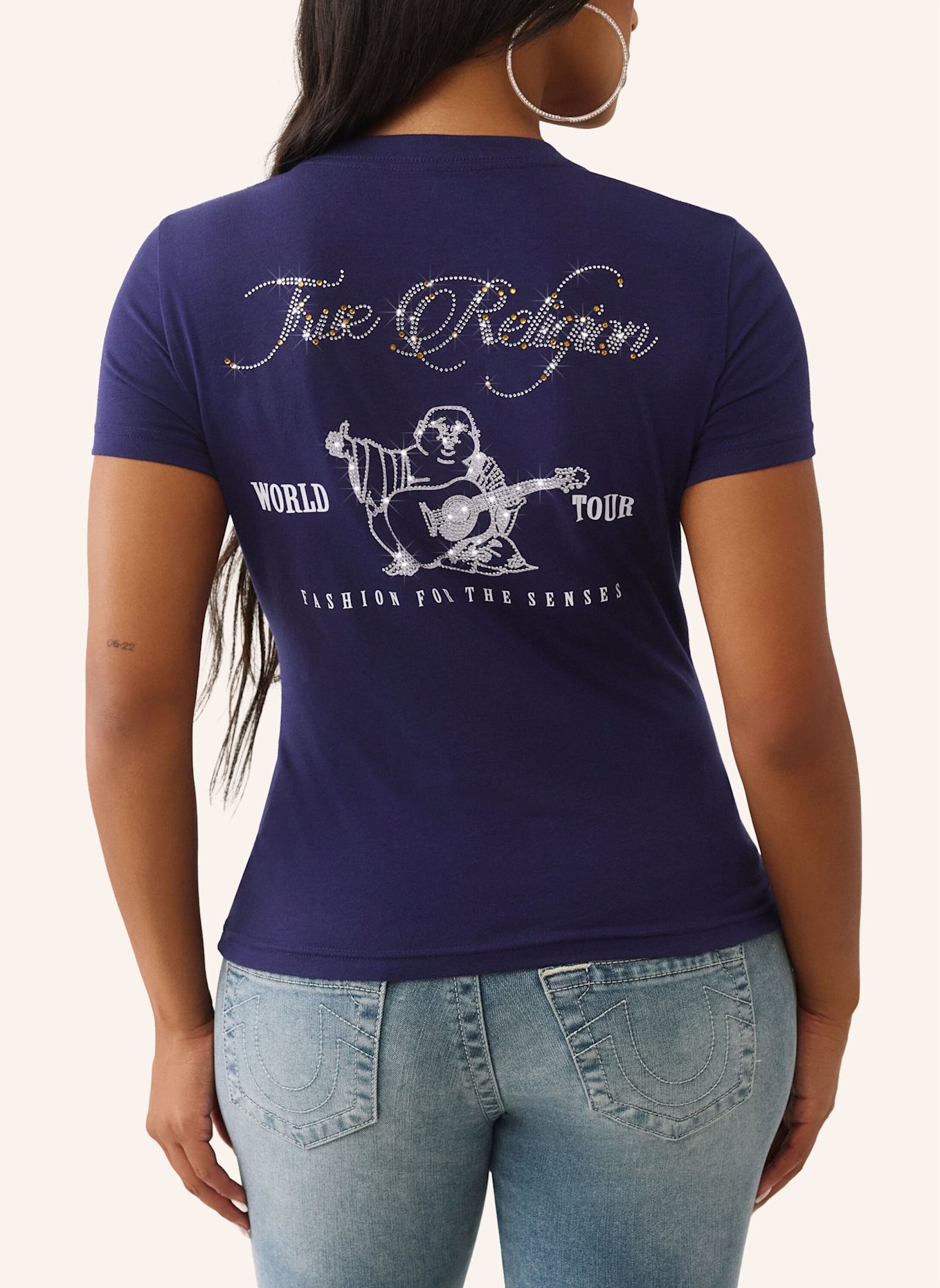 TRUE RELIGION T-Shirt BUDDHA CRYSTAL: BLAU
