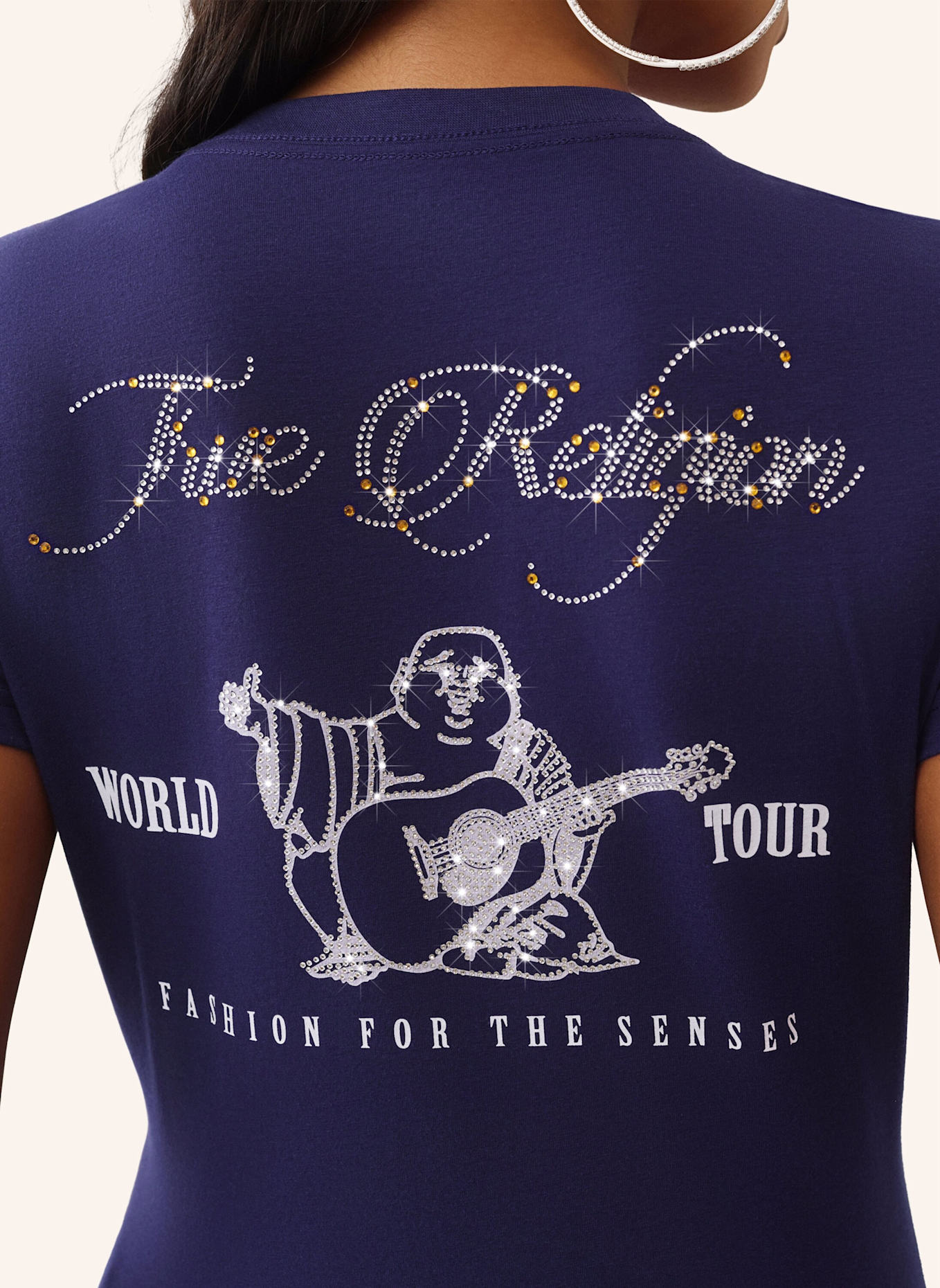 TRUE RELIGION T-Shirt BUDDHA CRYSTAL: BLAU
