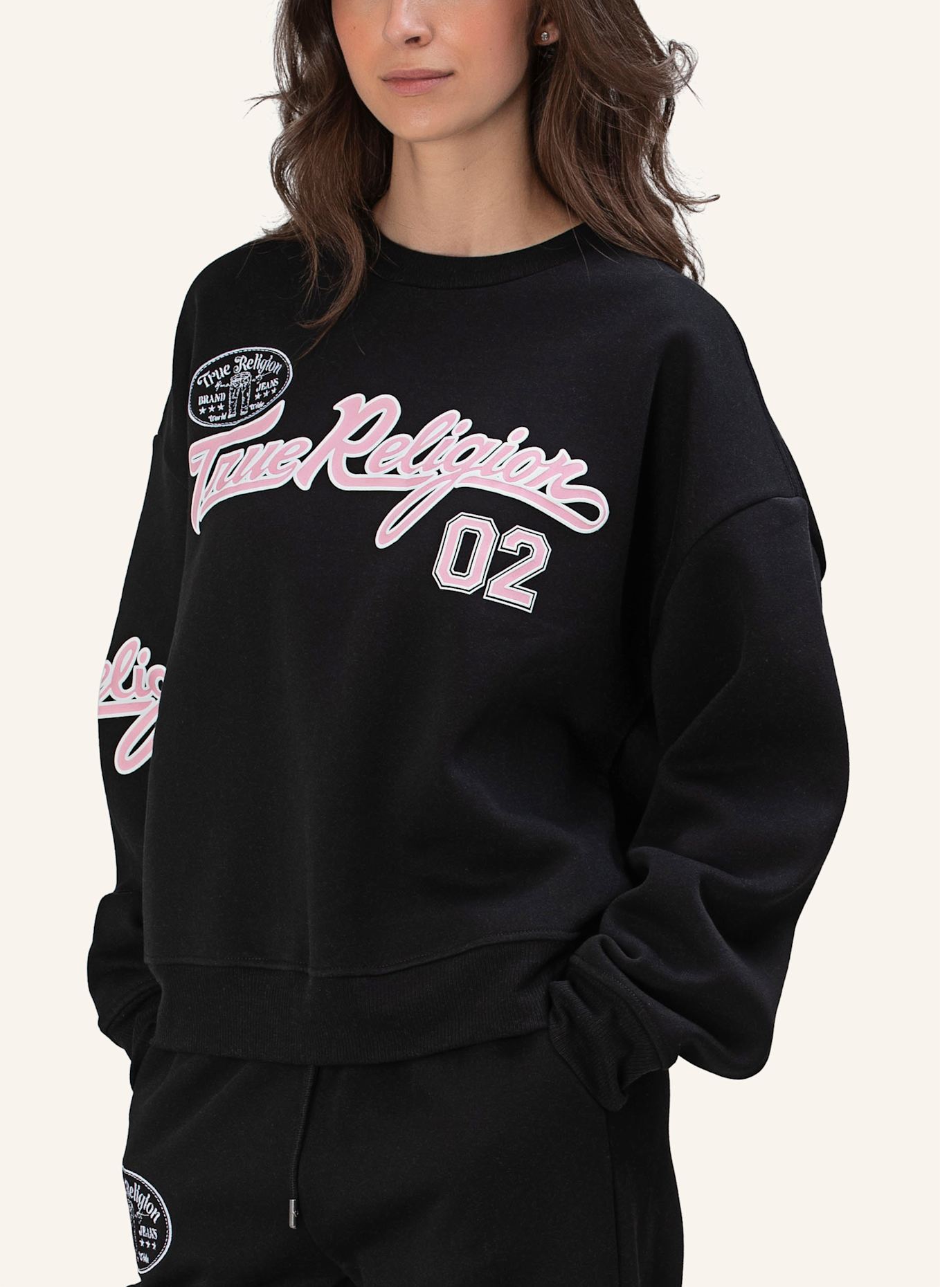 TRUE RELIGION Sweatshirt EMBROIDERY: SCHWARZ