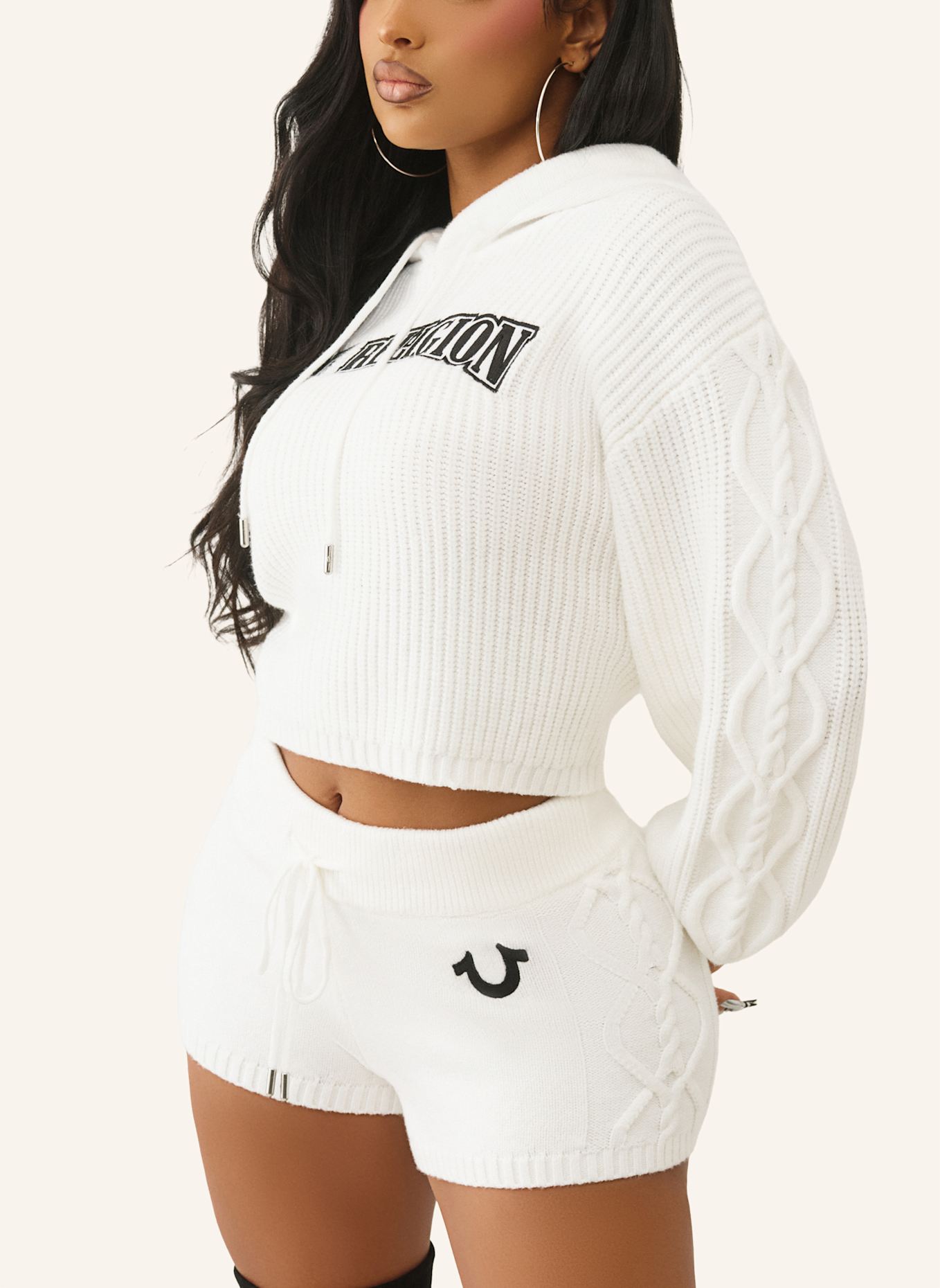 TRUE RELIGION Hoodie EMBROIDERY: WEISS