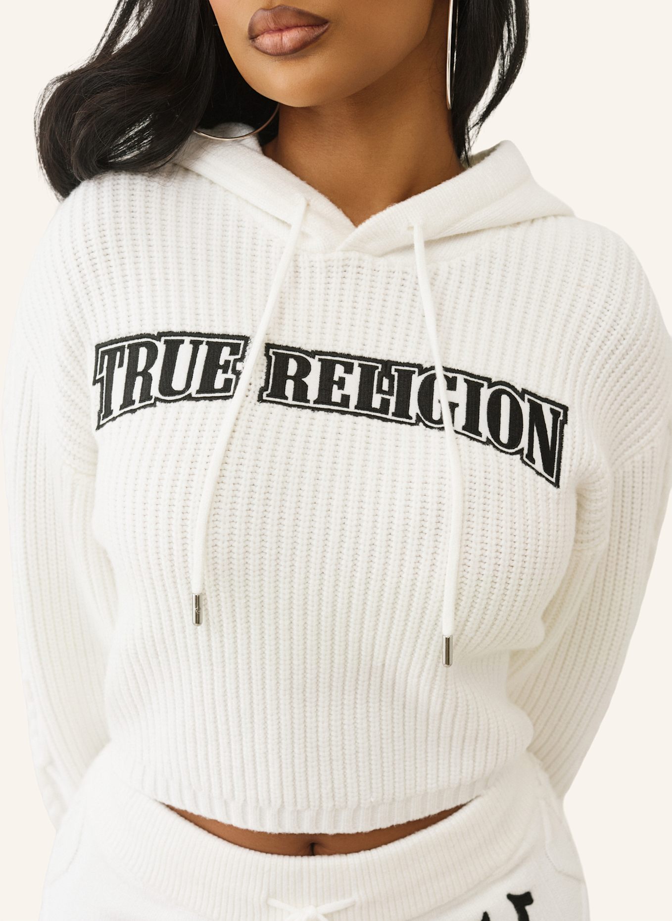 TRUE RELIGION Hoodie EMBROIDERY: WEISS