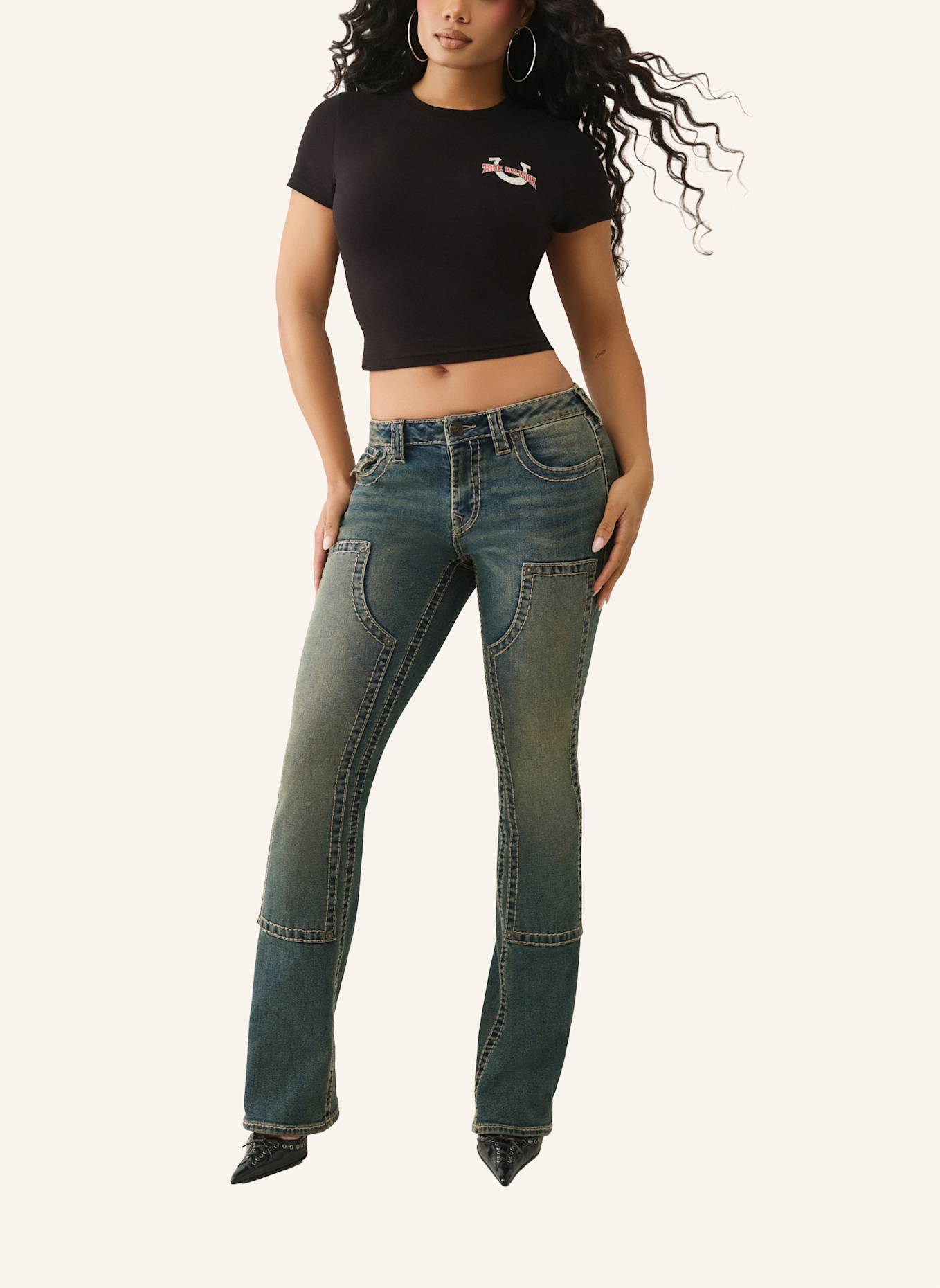 TRUE RELIGION T-Shirt PRINTED: SCHWARZ