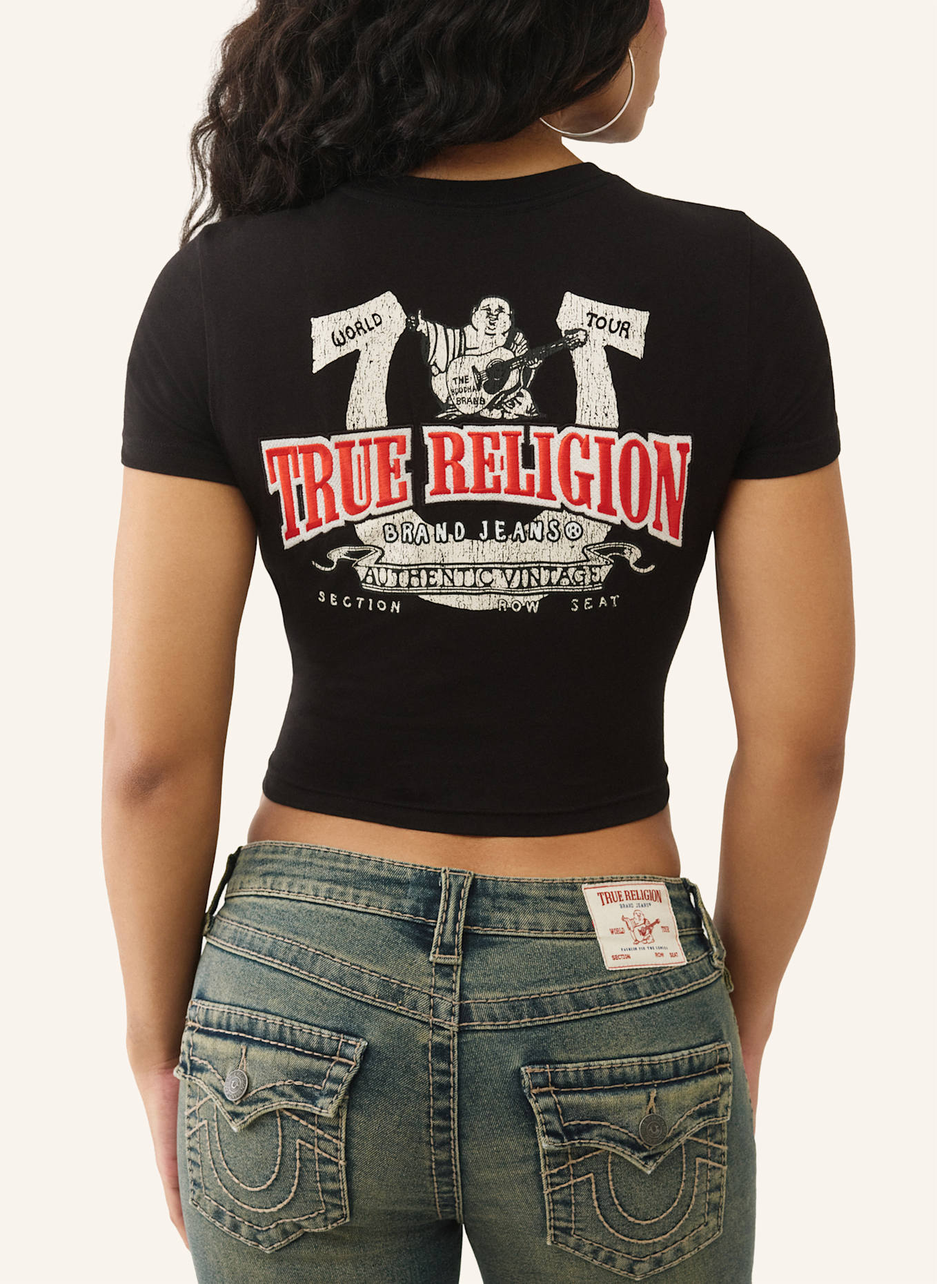 TRUE RELIGION T-Shirt PRINTED: SCHWARZ