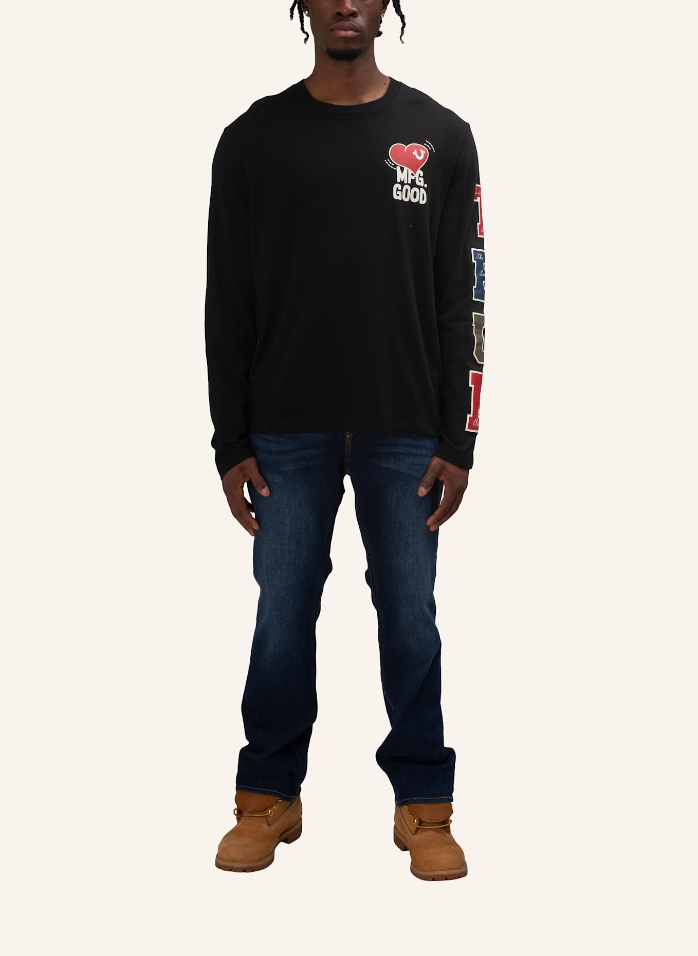 TRUE RELIGION Longsleeve LOVE: SCHWARZ