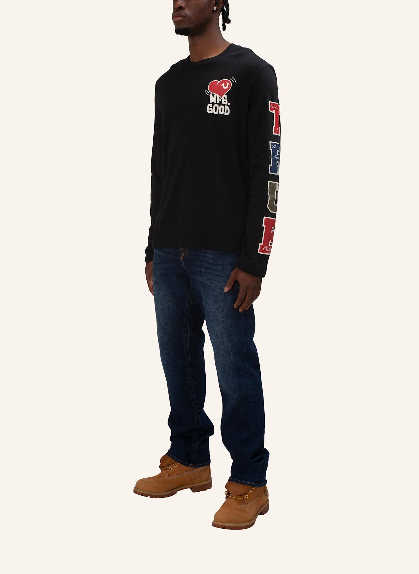 TRUE RELIGION Longsleeve LOVE: SCHWARZ