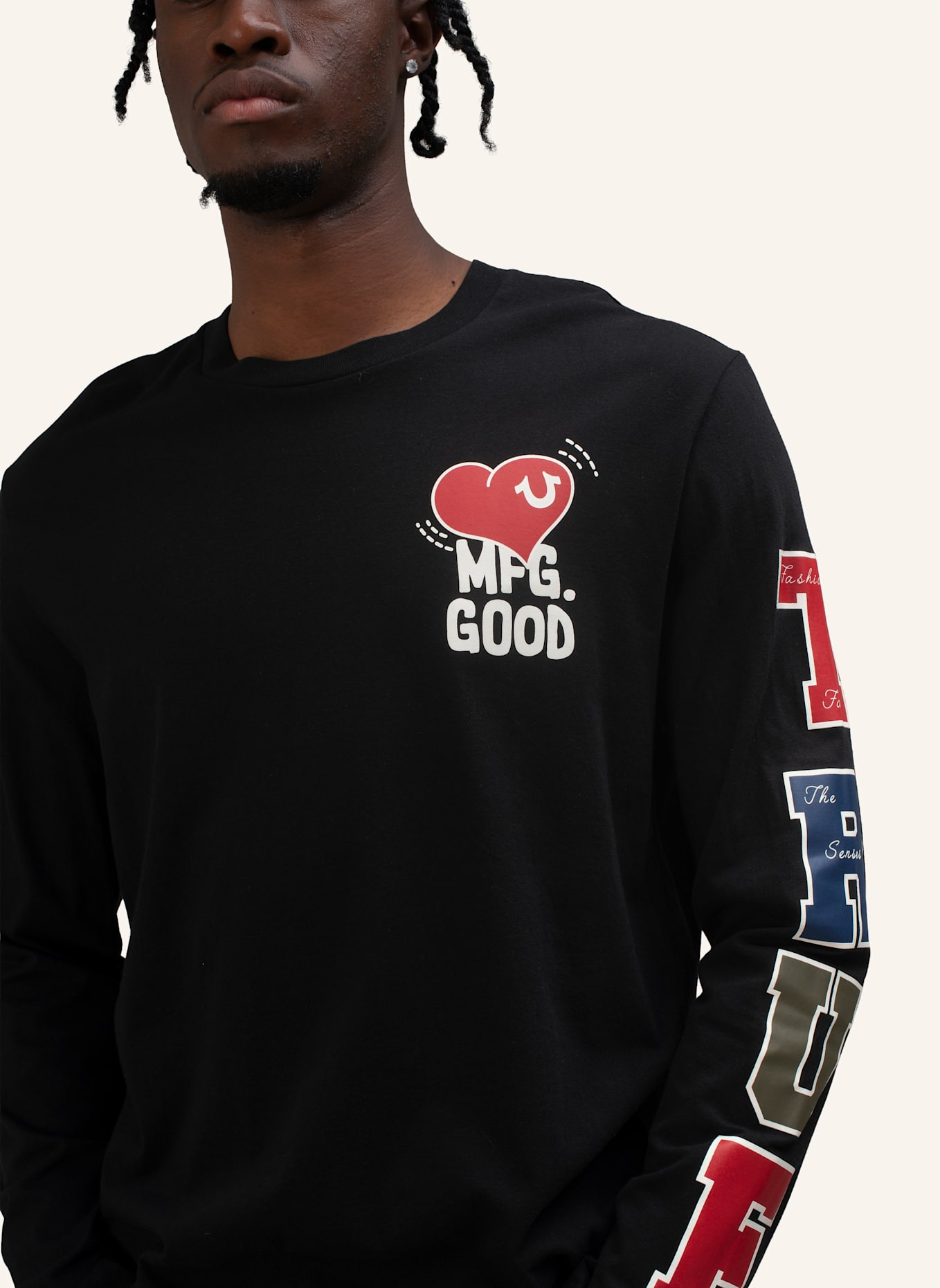 TRUE RELIGION Longsleeve LOVE: SCHWARZ