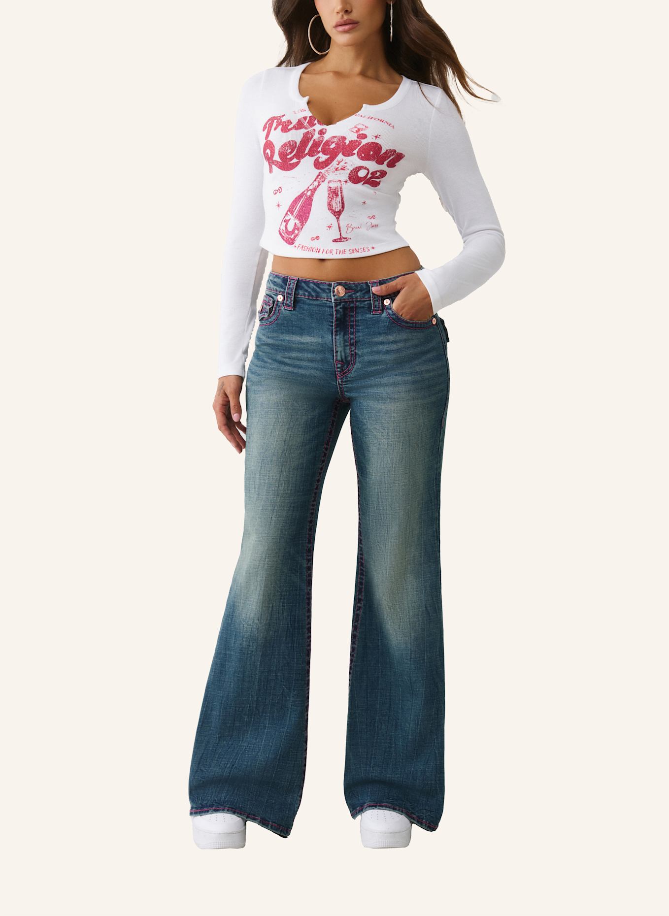 TRUE RELIGION Jeans KATRINA High Rise Flare: BLAU