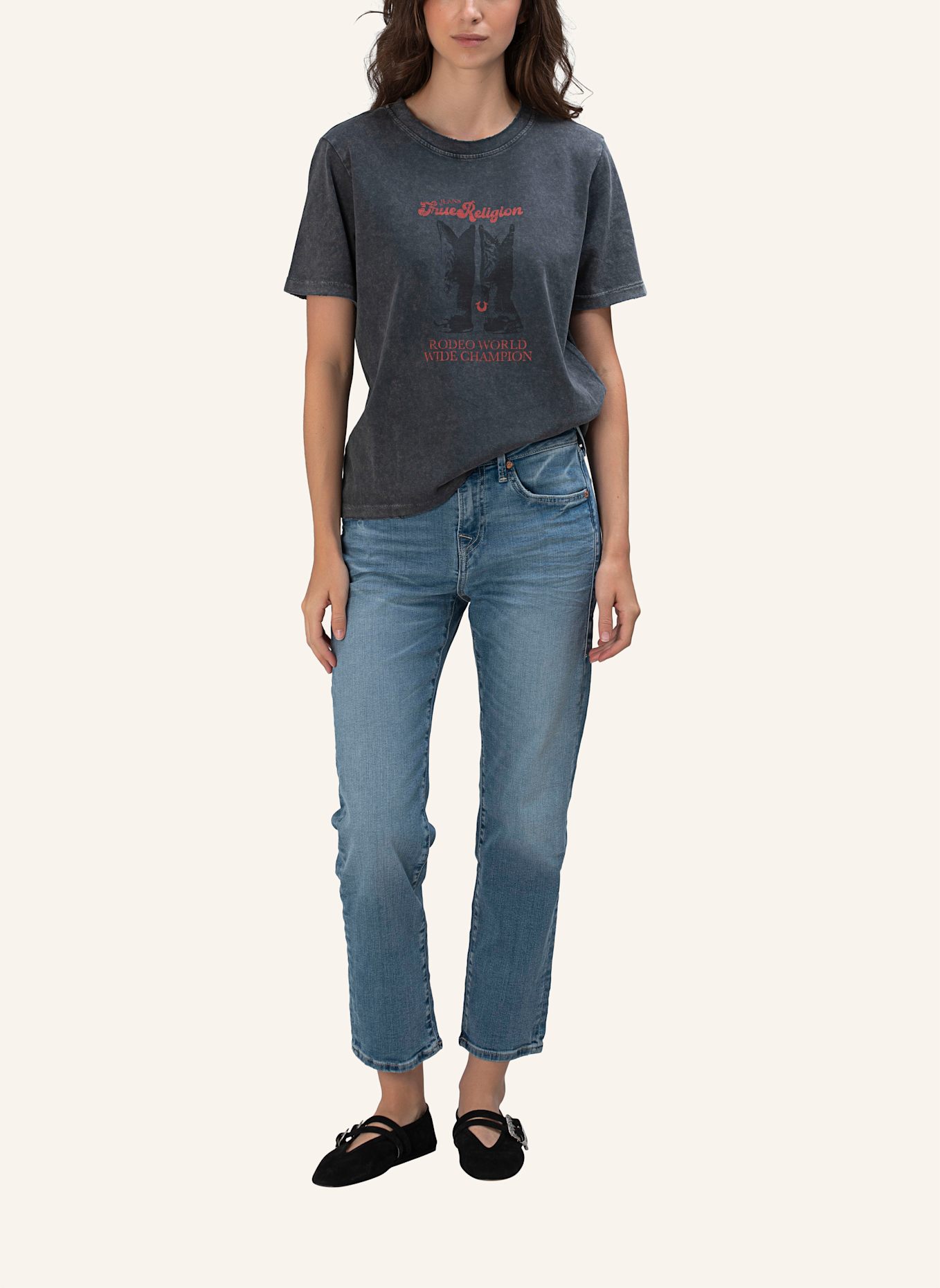 TRUE RELIGION T-Shirt BOOTS: SCHWARZ