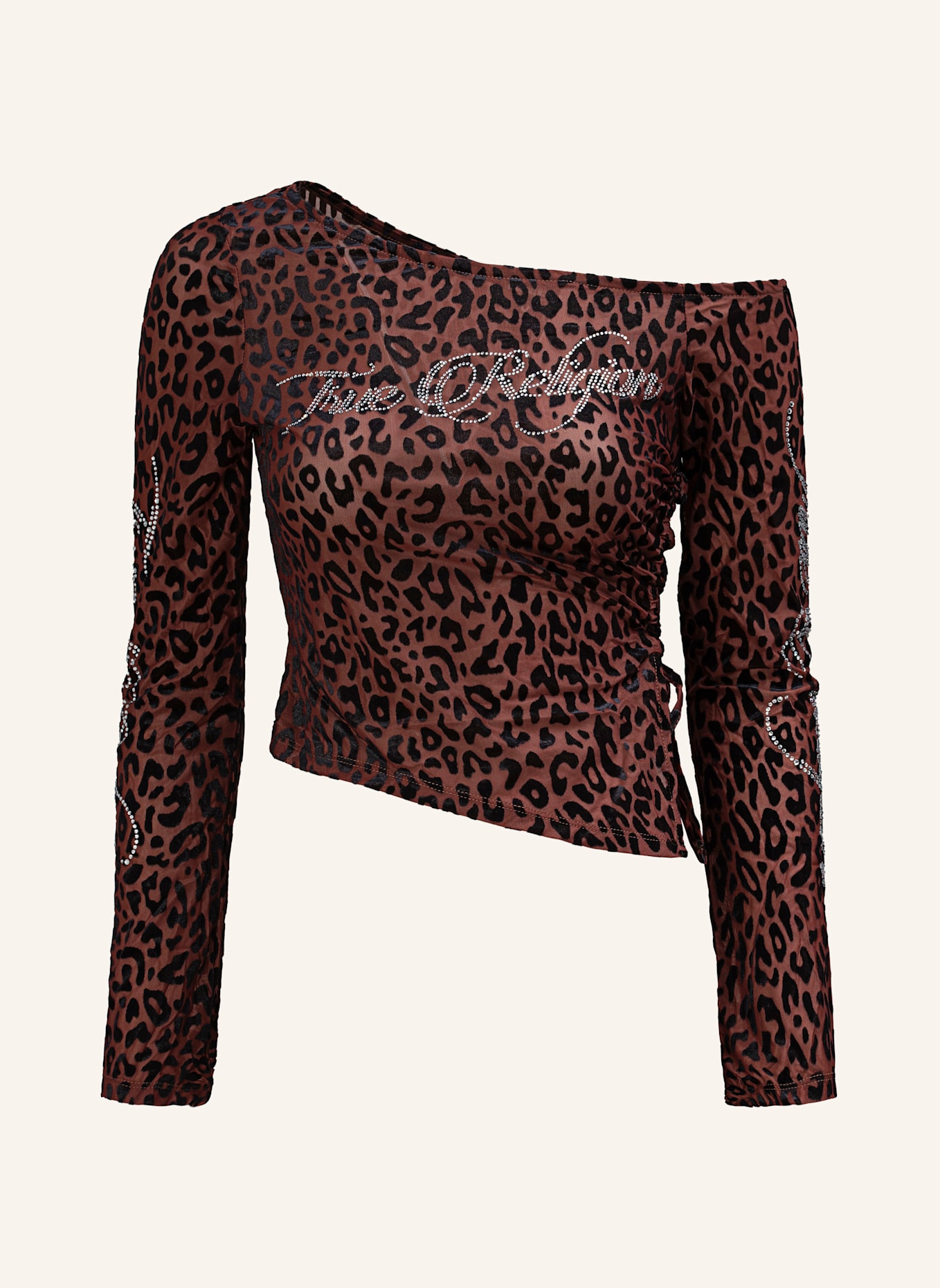 TRUE RELIGION Langarm-Shirt ASYMMETRICAL: BRAUN