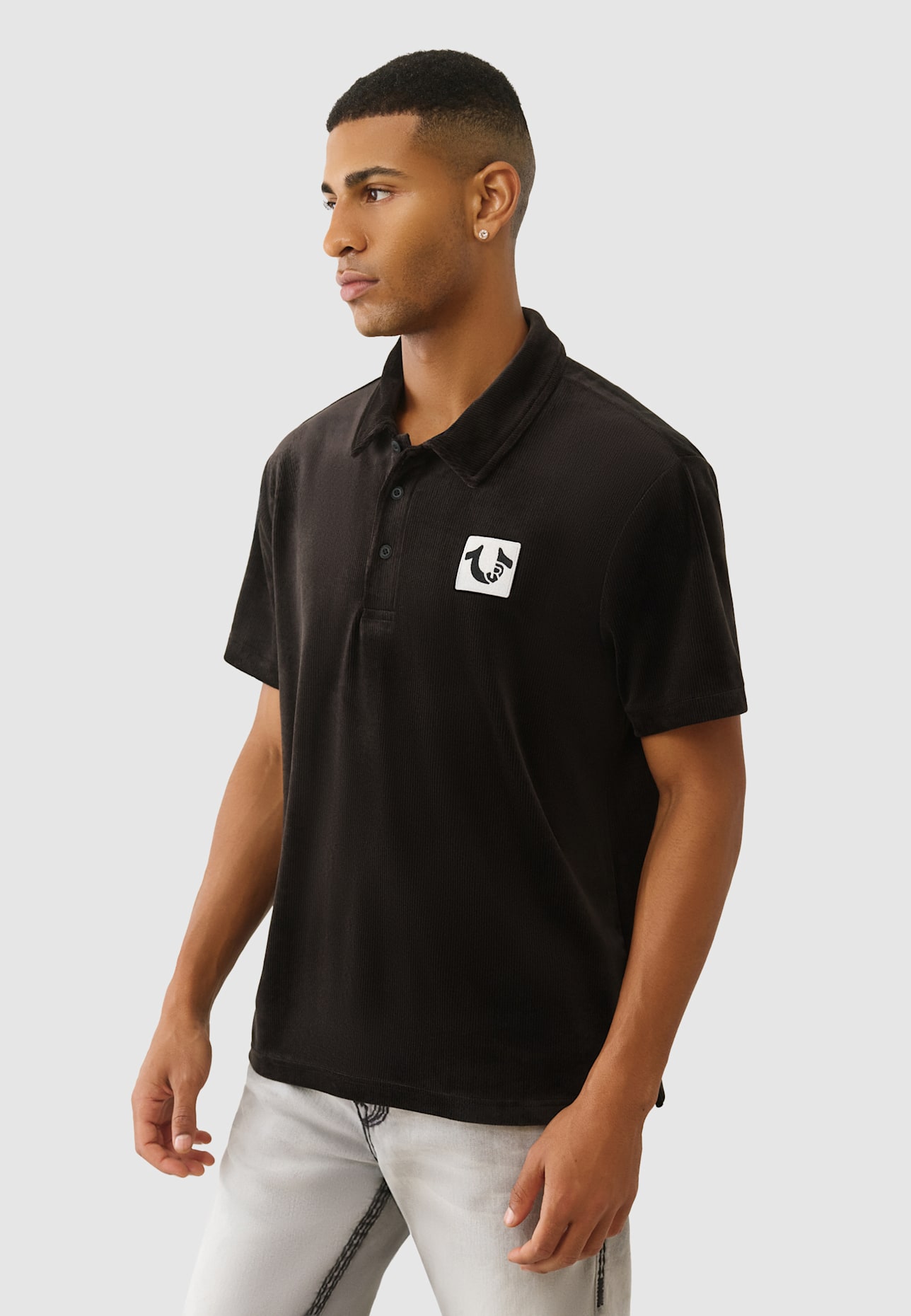 TRUE RELIGION Poloshirt: SCHWARZ