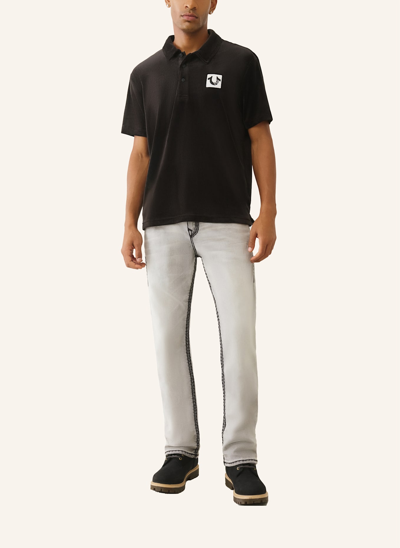 TRUE RELIGION Poloshirt: SCHWARZ