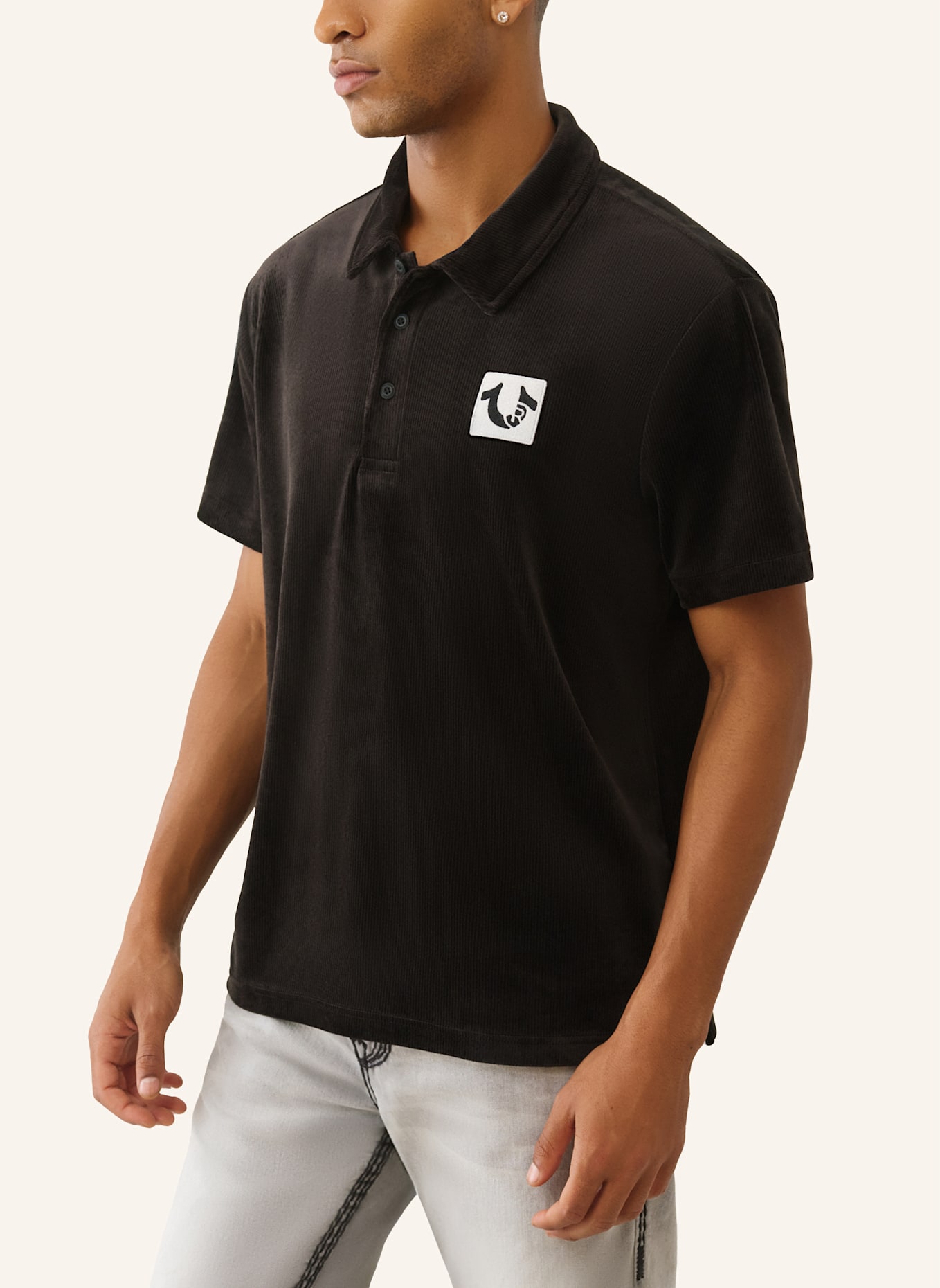 TRUE RELIGION Poloshirt: SCHWARZ