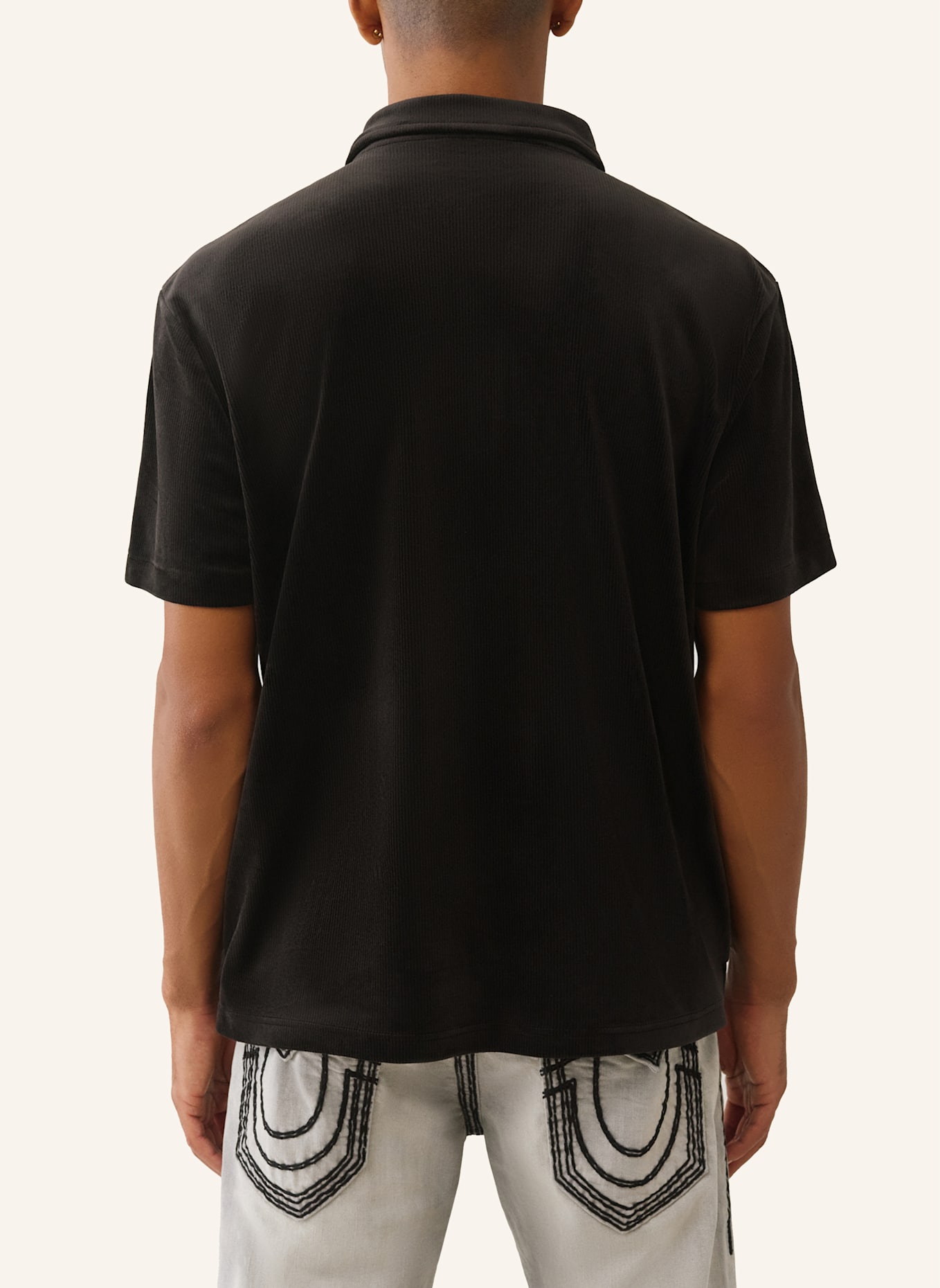 TRUE RELIGION Poloshirt: SCHWARZ