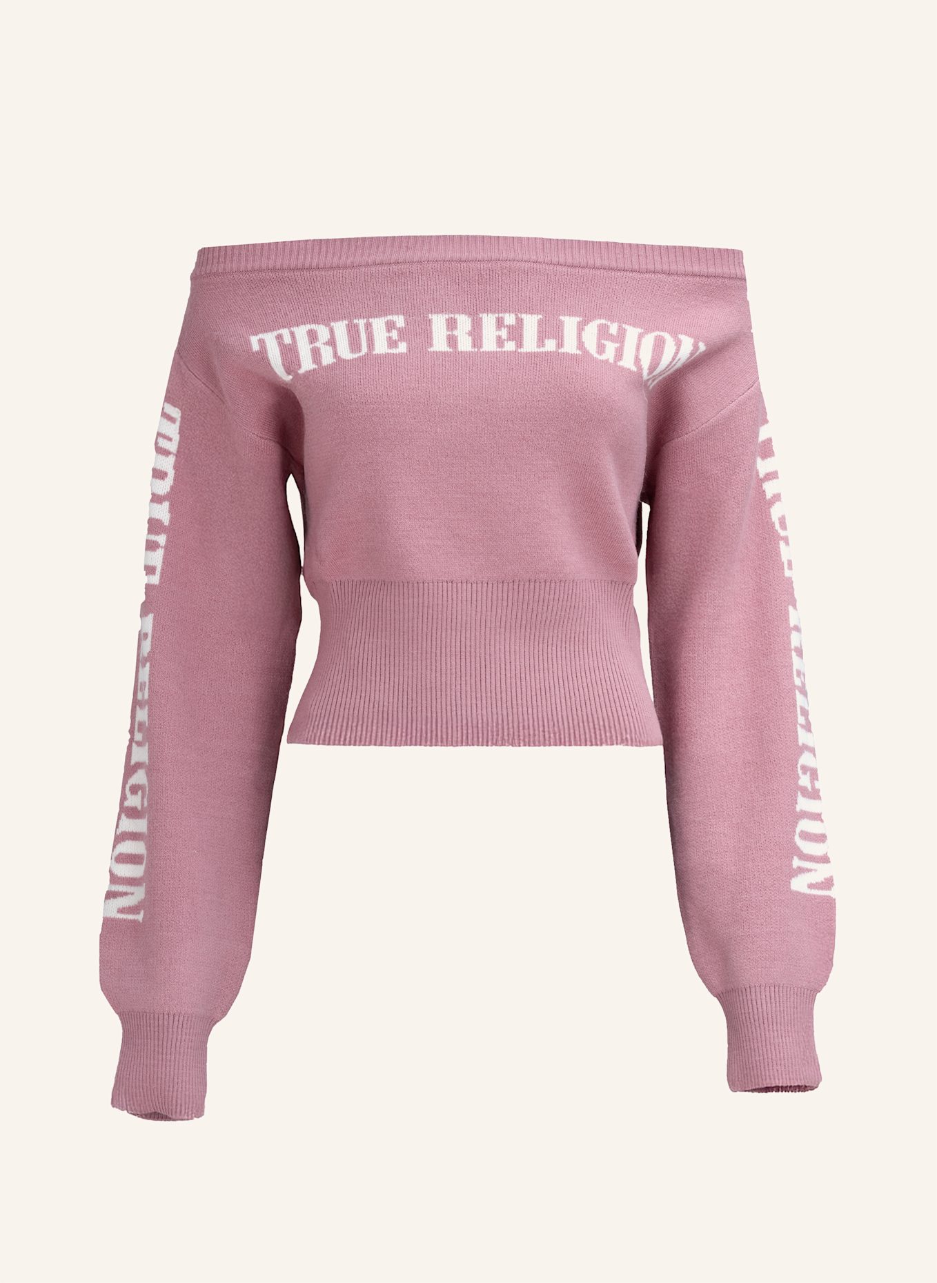 TRUE RELIGION Pullover Schulterfrei: ALTROSA