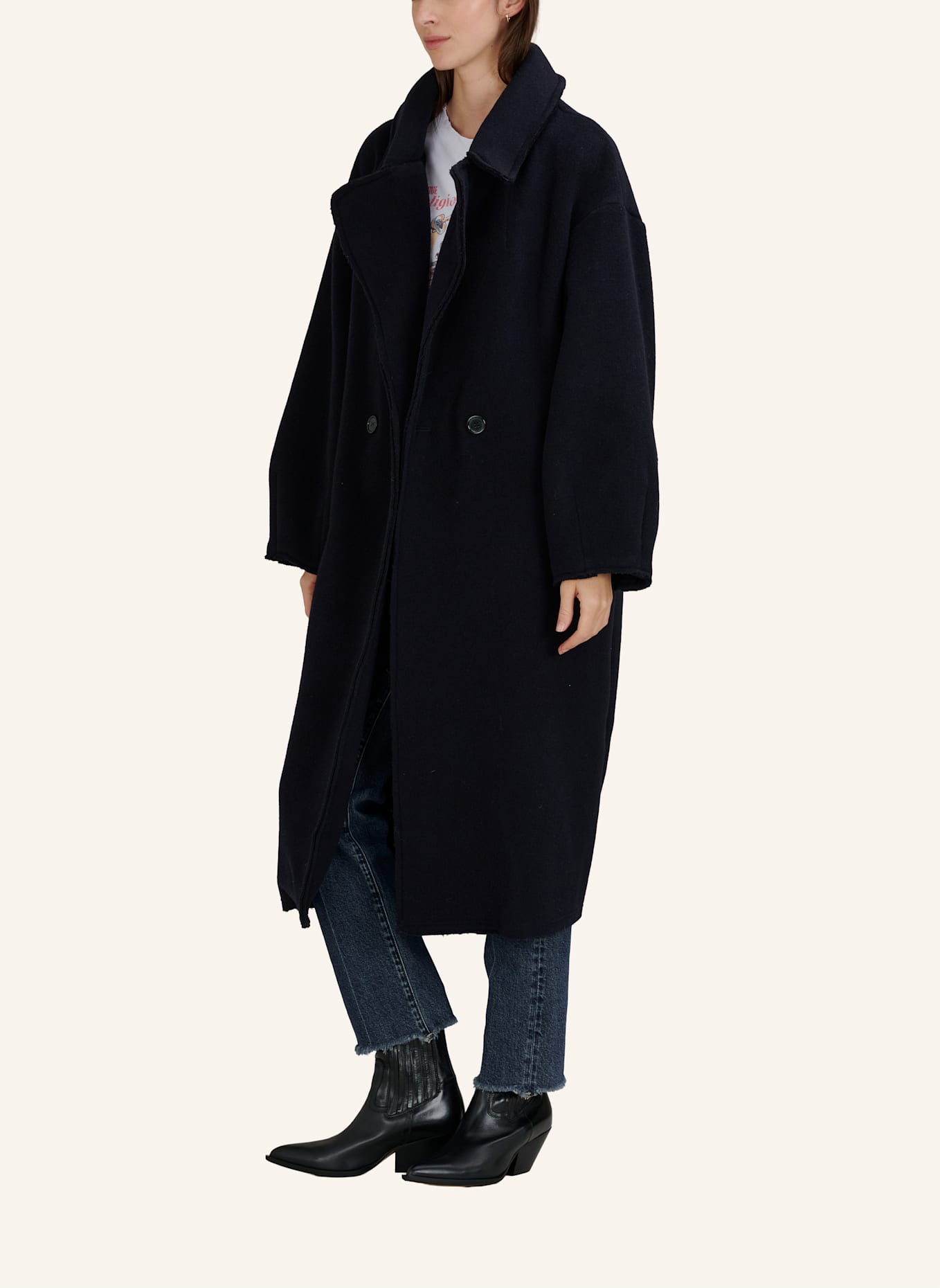 TRUE RELIGION Oversized-Wollmantel: DUNKELBLAU