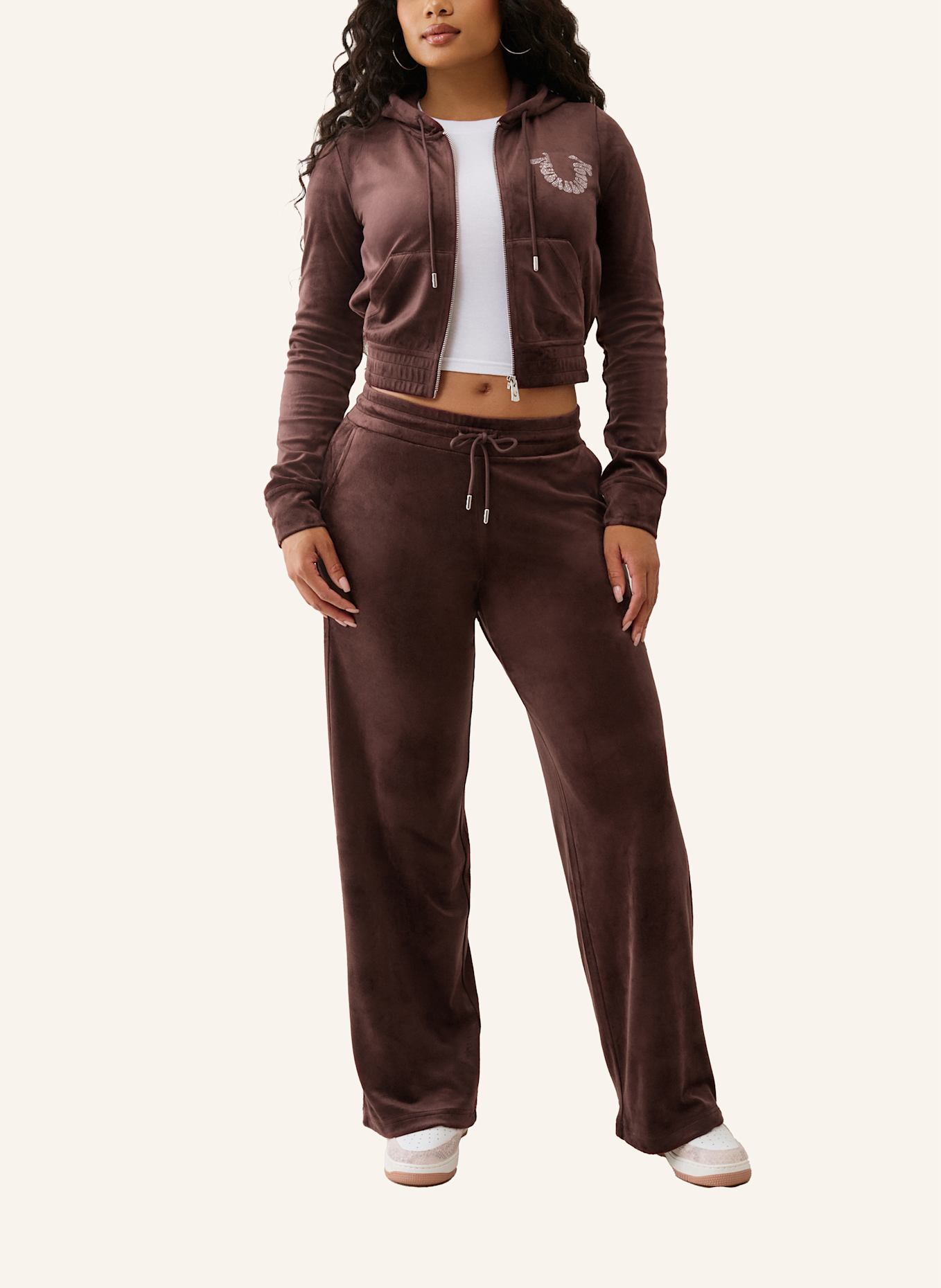 TRUE RELIGION Sweatpant VELOUR CRYSTAL: BRAUN