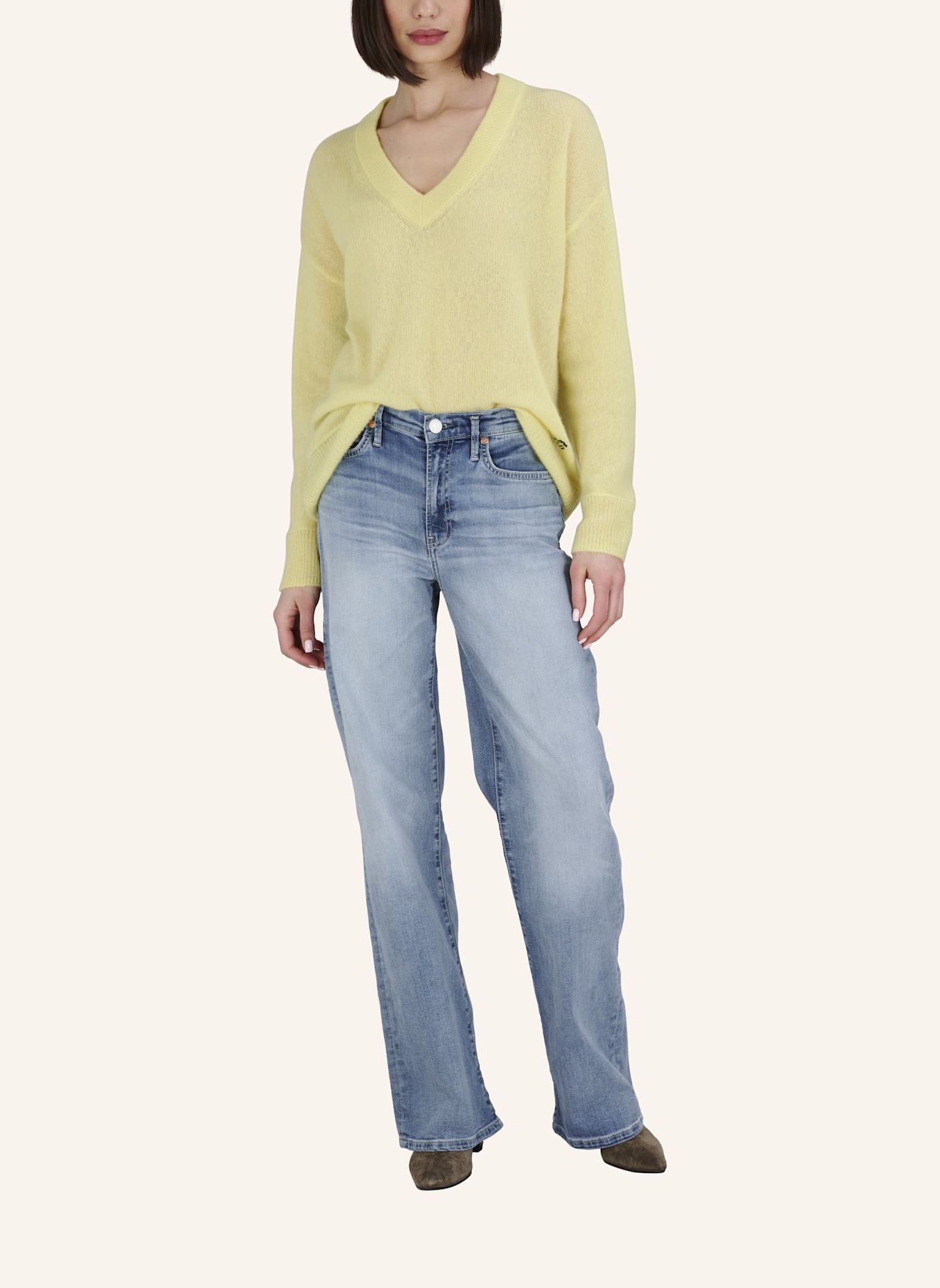 TRUE RELIGION Pullover V-Neck AMARA: GELB