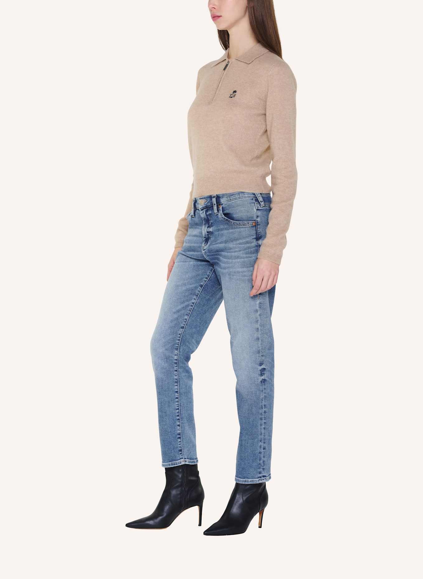 TRUE RELIGION Strick-Poloshirt AMARA: BEIGE