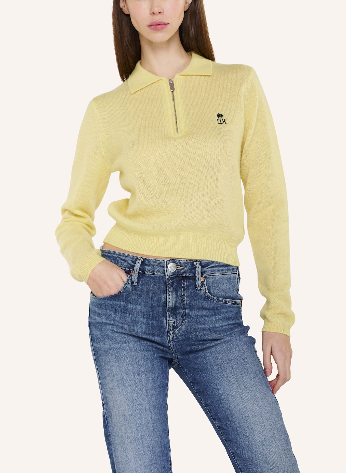 TRUE RELIGION Strick-Poloshirt AMARA: GELB