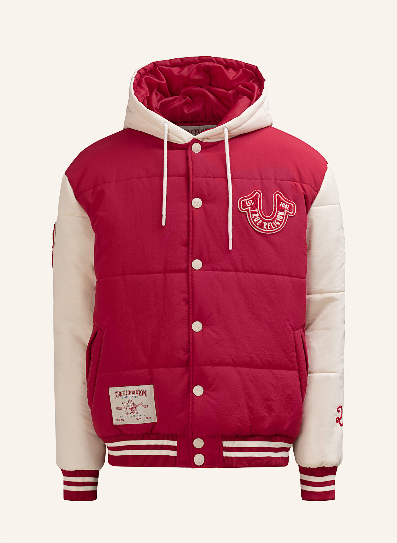TRUE RELIGION Steppjacke: ROT/ WEISS