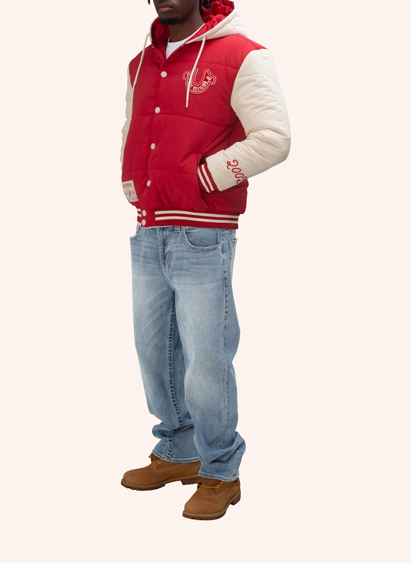 TRUE RELIGION Steppjacke: ROT/ WEISS