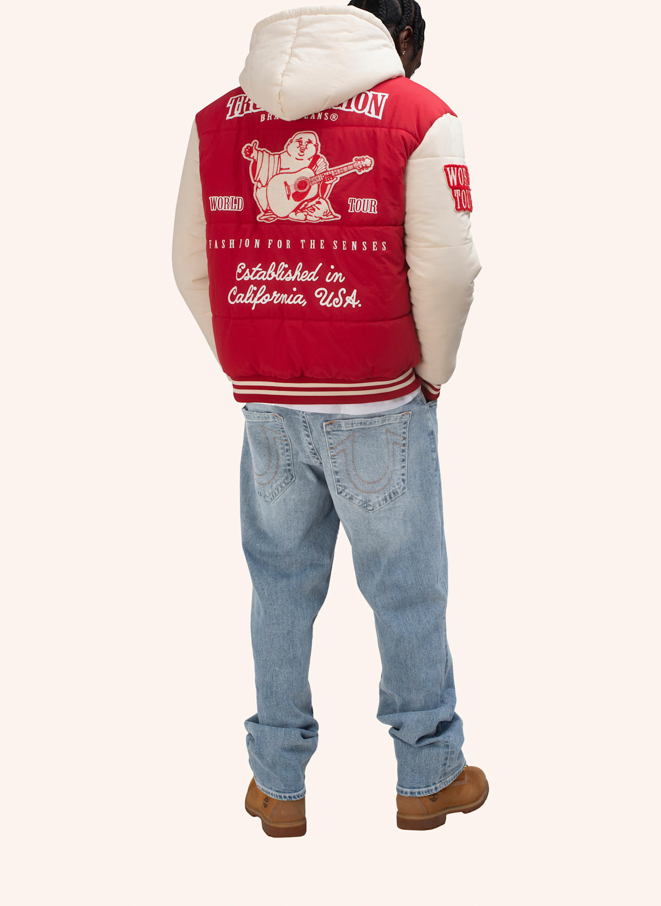TRUE RELIGION Steppjacke: ROT/ WEISS
