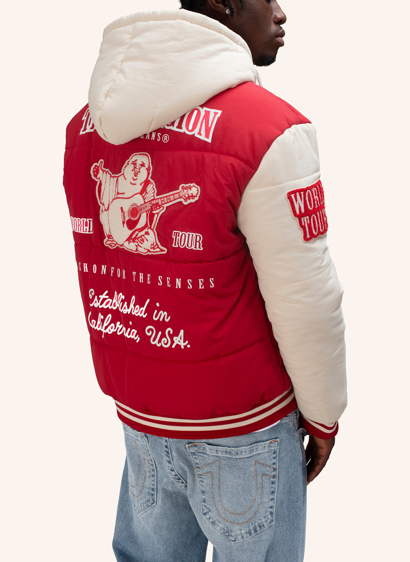TRUE RELIGION Steppjacke: ROT/ WEISS