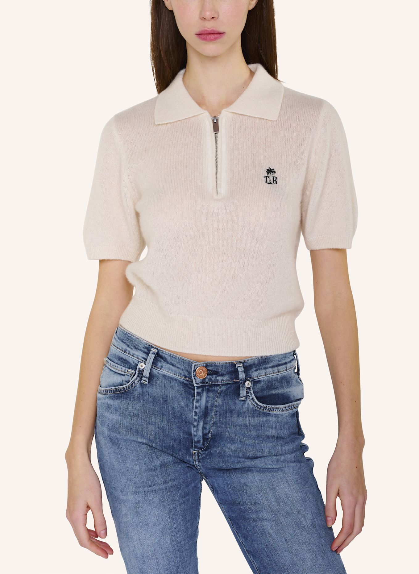 TRUE RELIGION Strick-Poloshirt AMARA: WEISS