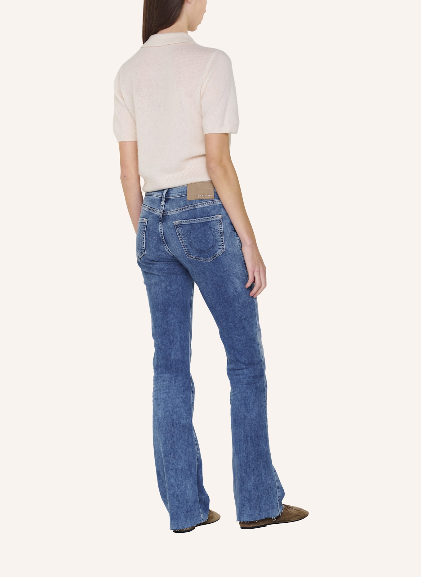 TRUE RELIGION Strick-Poloshirt AMARA: WEISS