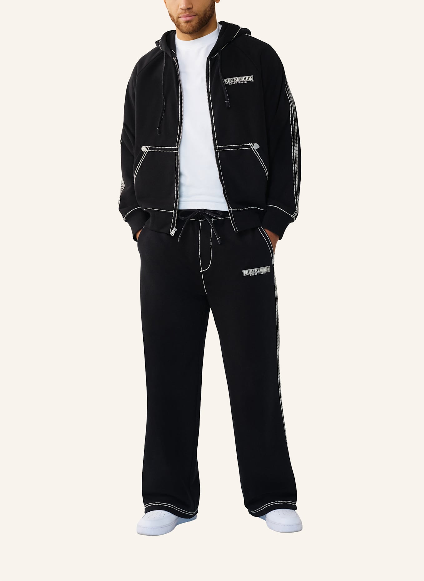 TRUE RELIGION Jogginghose TAPED SUPER T: SCHWARZ