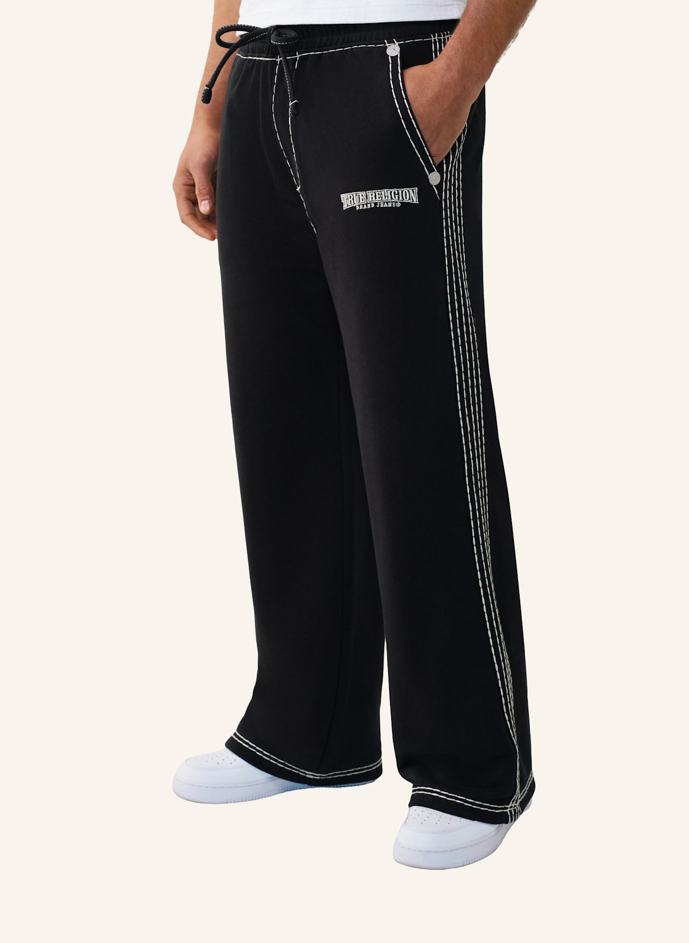 TRUE RELIGION Jogginghose TAPED SUPER T: SCHWARZ