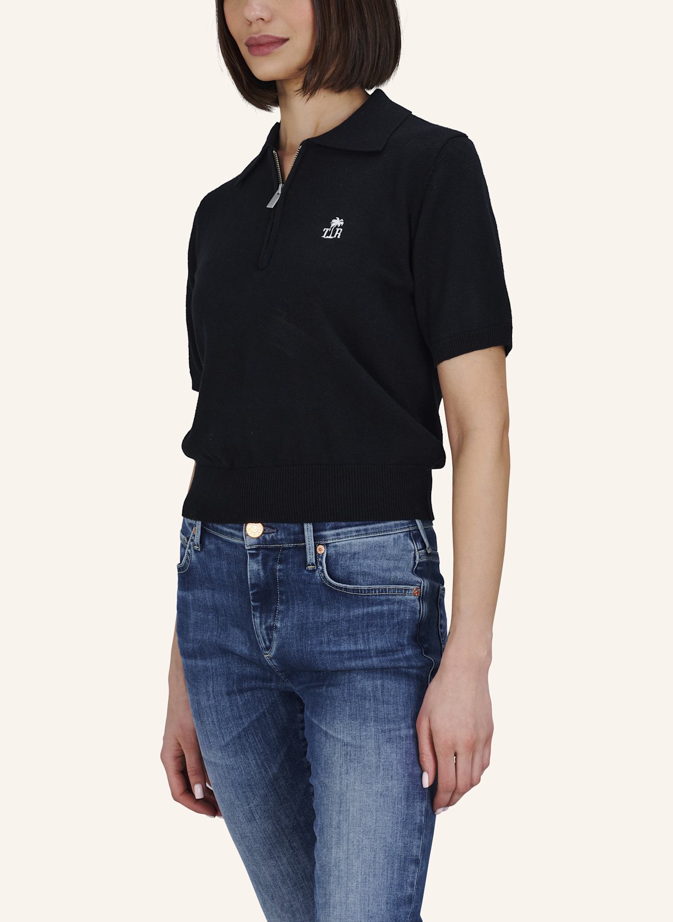 TRUE RELIGION Poloshirt: SCHWARZ