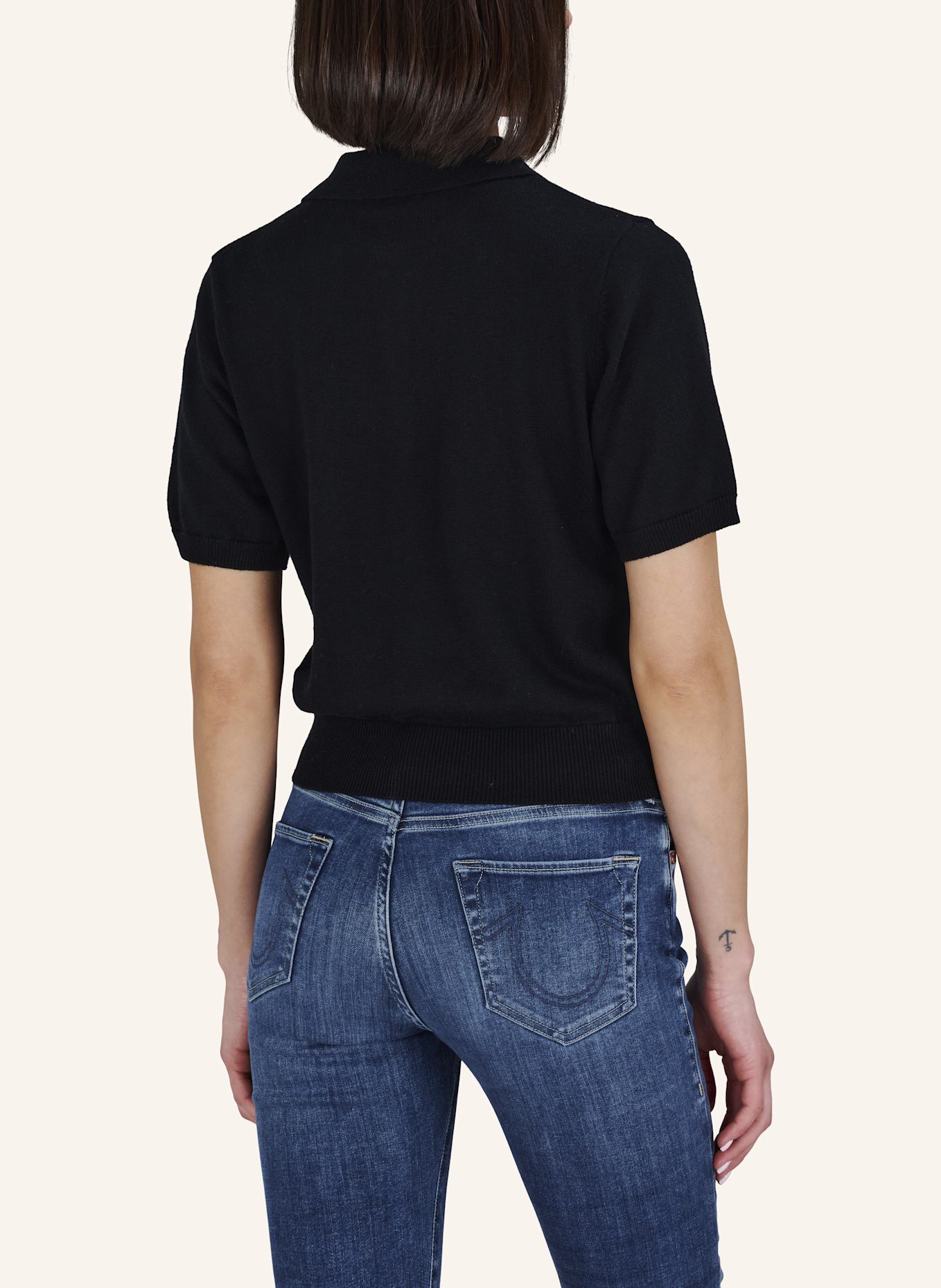 TRUE RELIGION Poloshirt: SCHWARZ