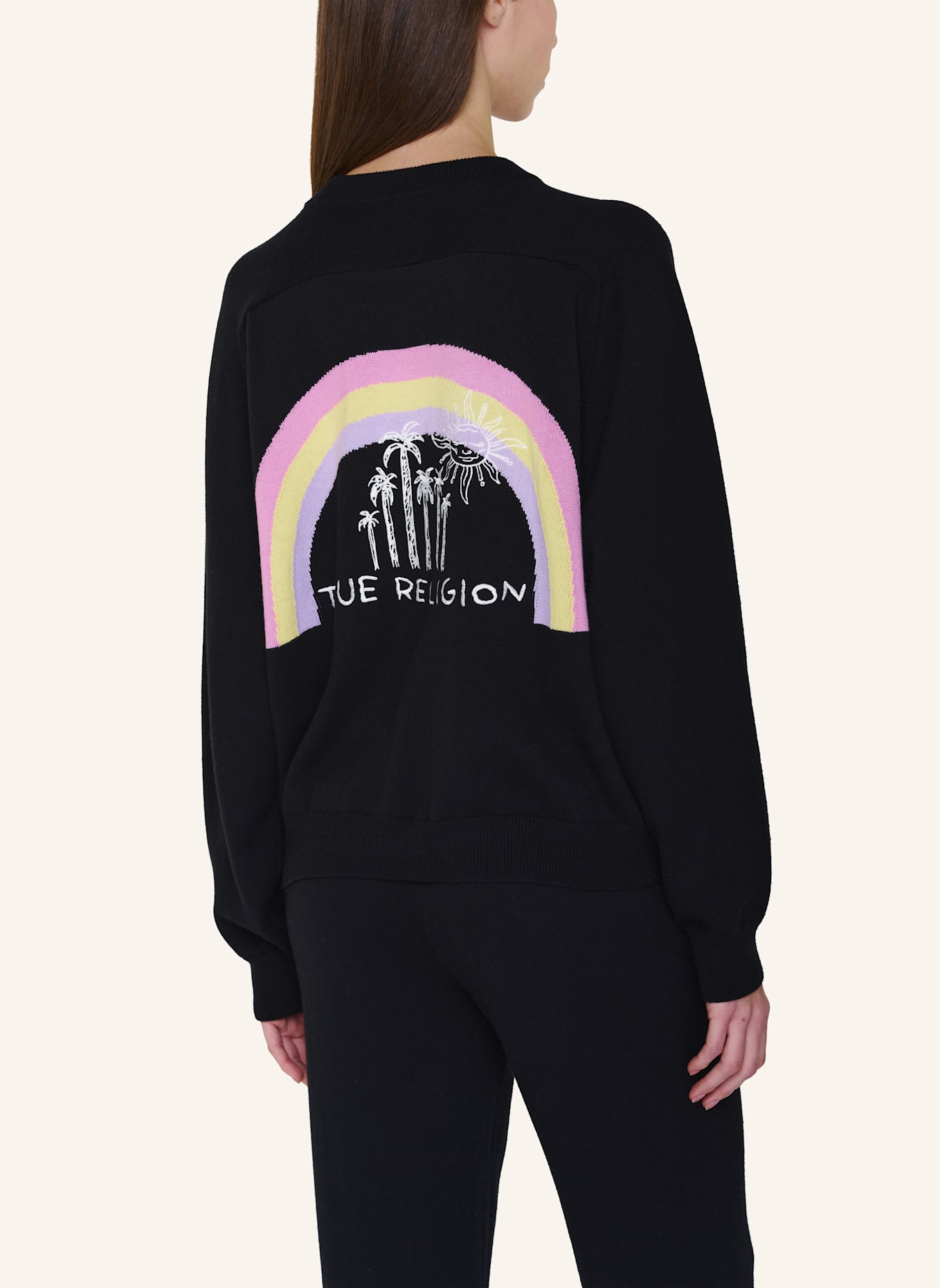 TRUE RELIGION Strickpulli RAINBOW: SCHWARZ