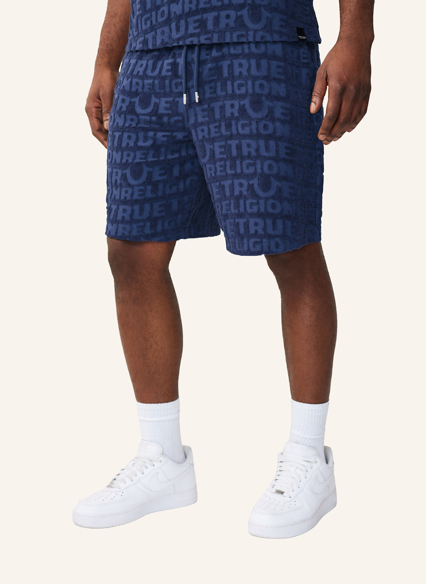 TRUE RELIGION Shorts TERRY: DUNKELBLAU