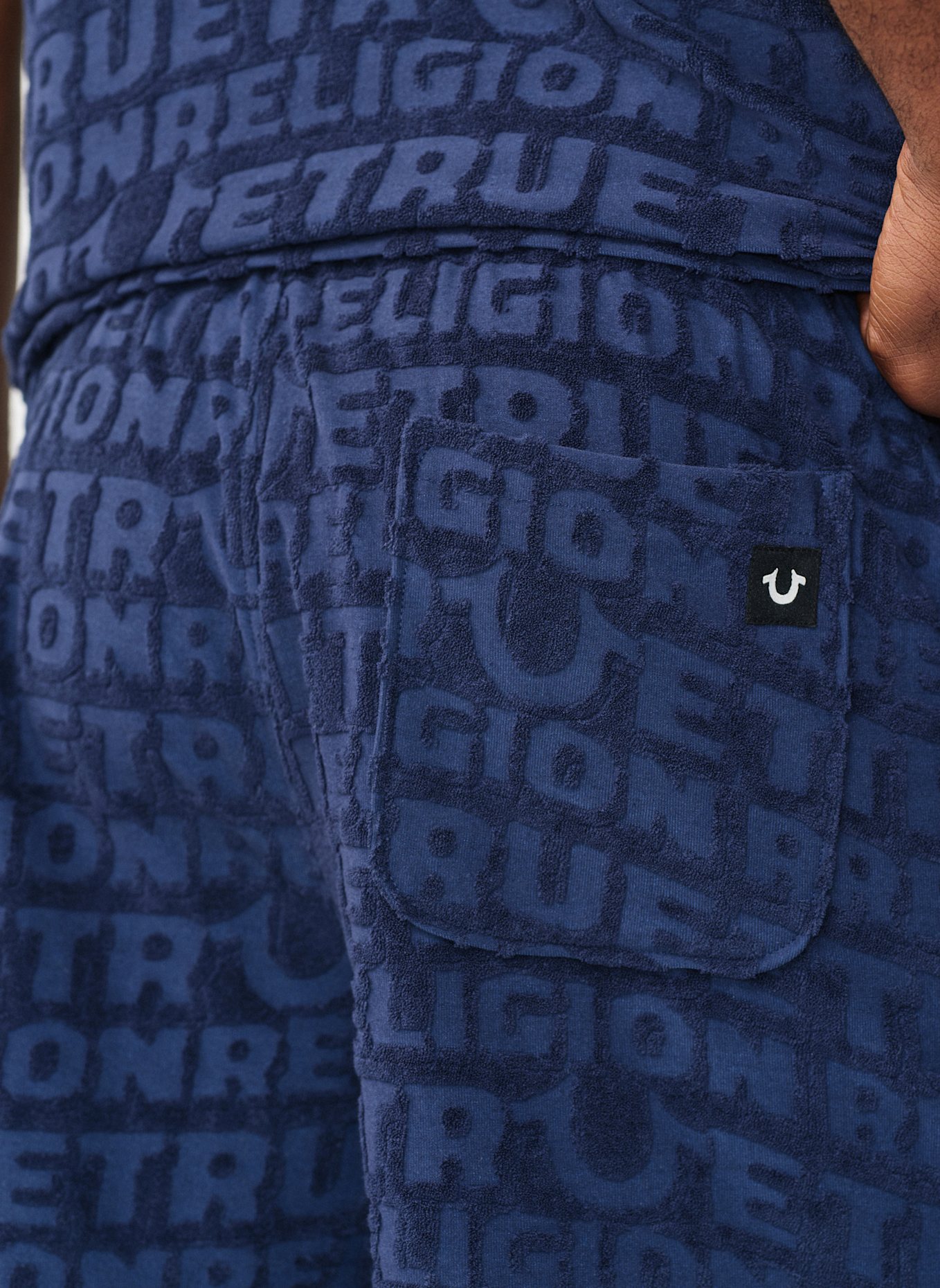 TRUE RELIGION Shorts TERRY: DUNKELBLAU