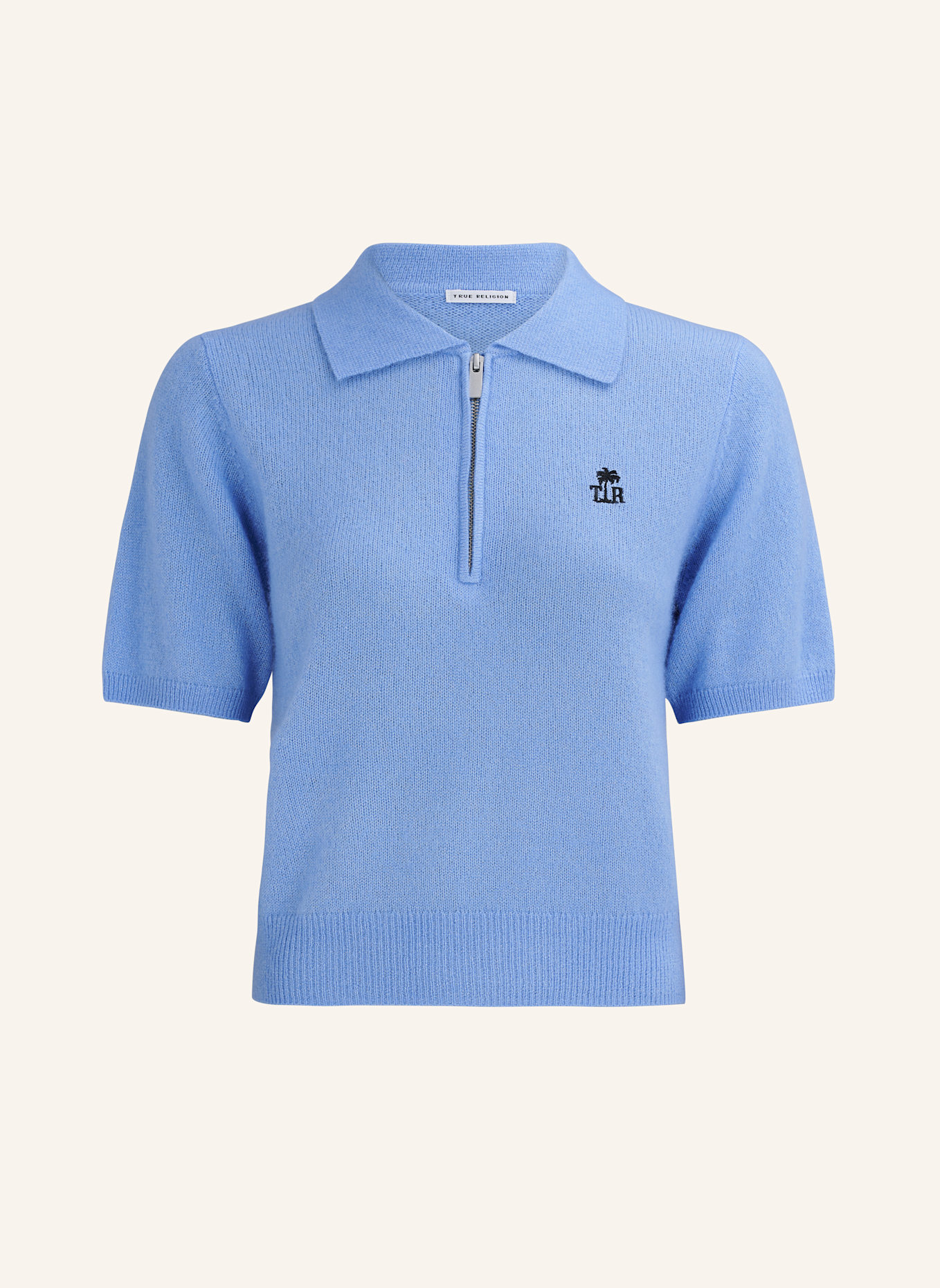 TRUE RELIGION Strick-Poloshirt AMARA: BLAU