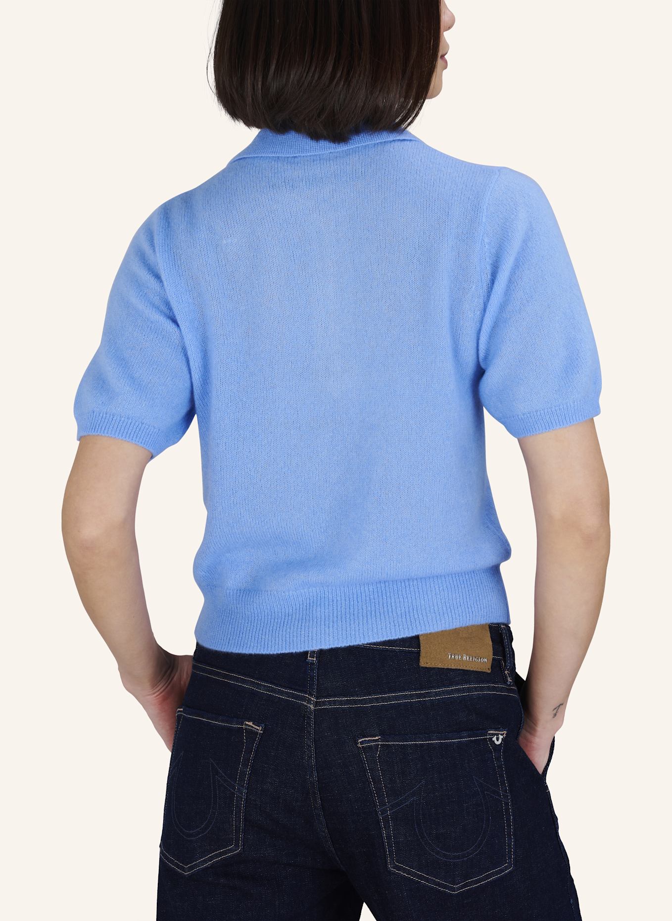 TRUE RELIGION Strick-Poloshirt AMARA: BLAU