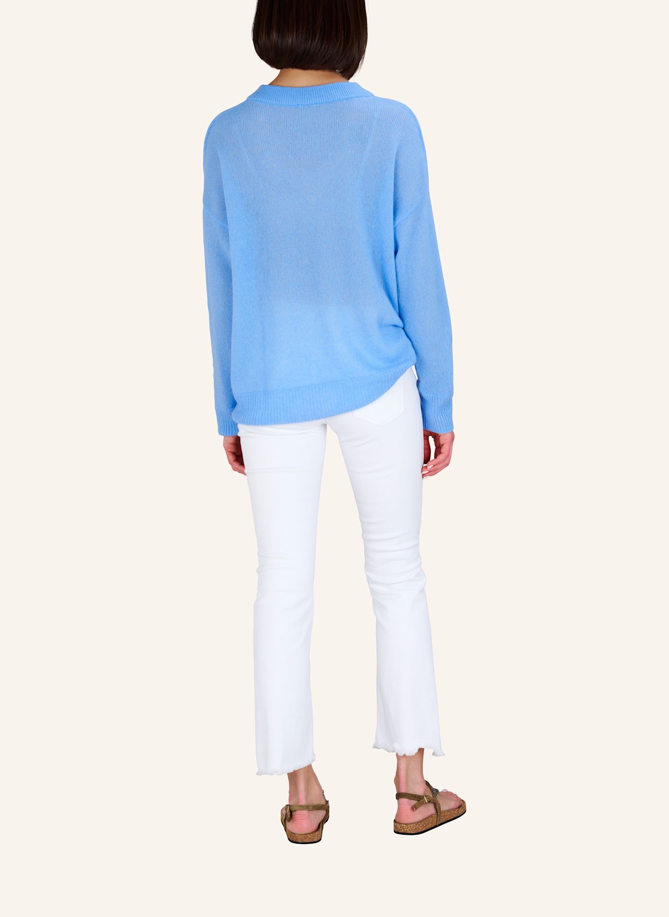TRUE RELIGION Pullover V-Neck AMARA: BLAU