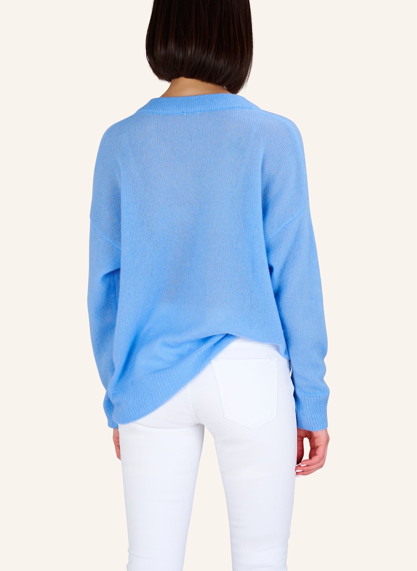 TRUE RELIGION Pullover V-Neck AMARA: BLAU