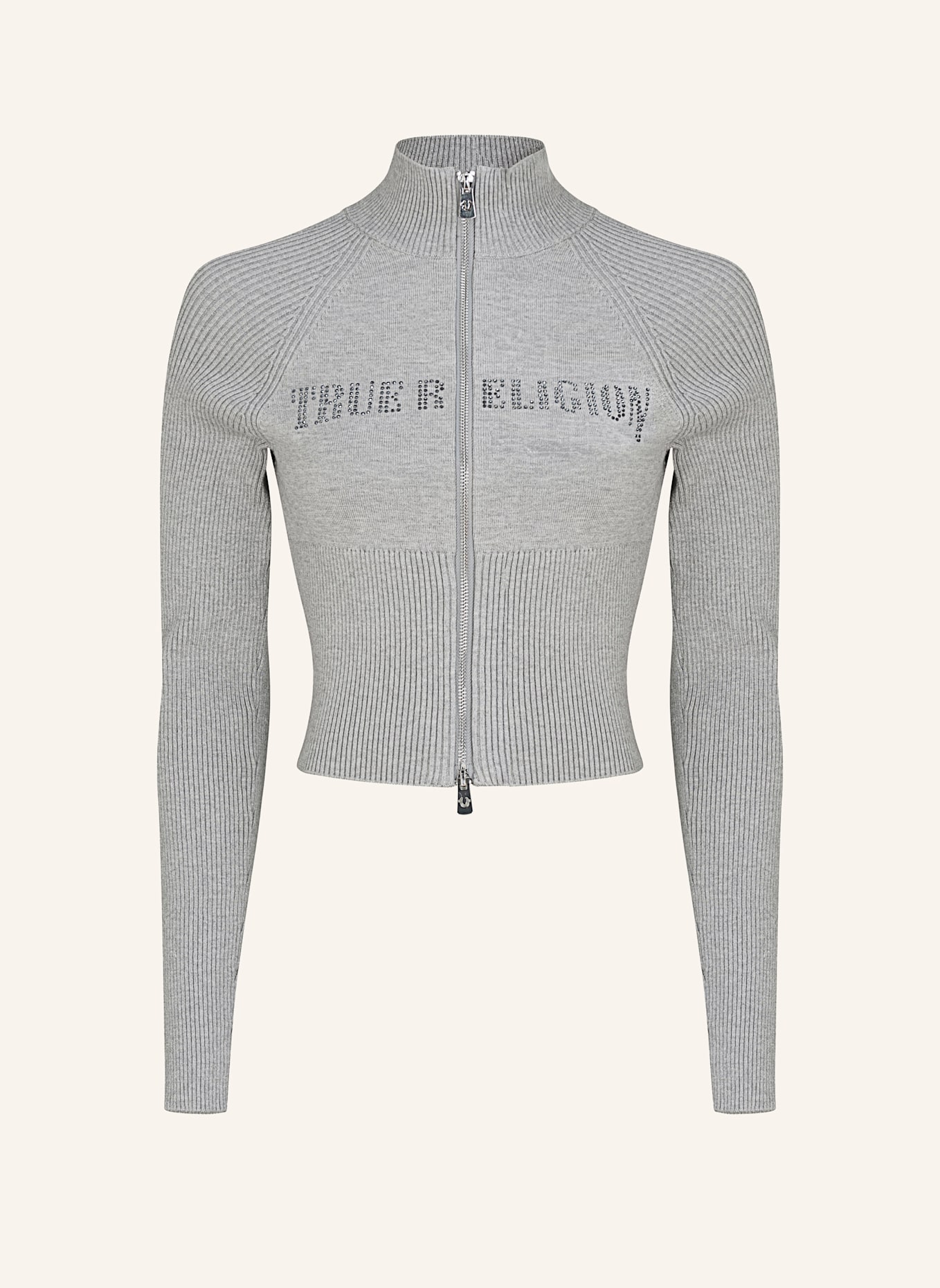 TRUE RELIGION Zip-Sweater CRYSTAL: GRAU