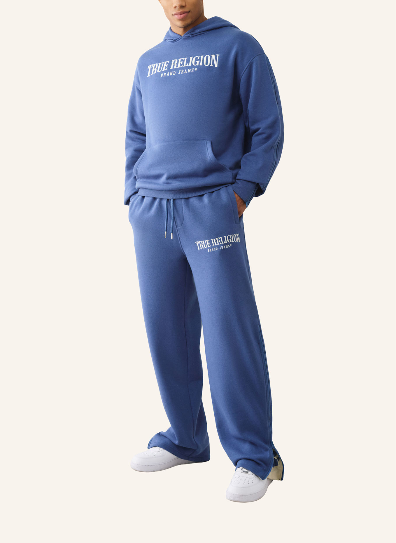 TRUE RELIGION Hoodie Zip-Up: BLAU