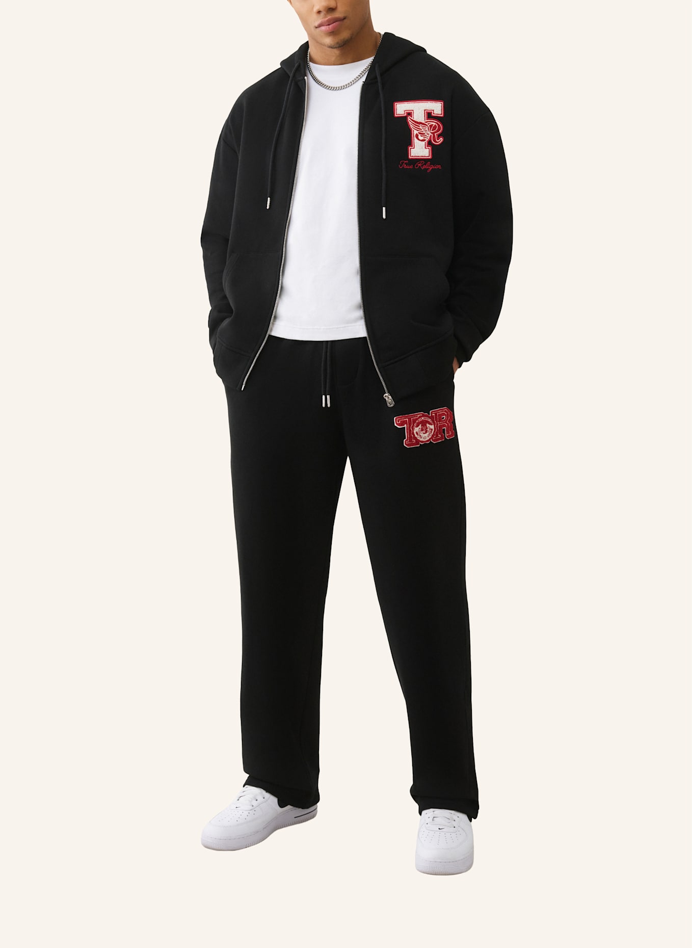 TRUE RELIGION Zip-Hoodie WORLD TOUR CHAMPS: SCHWARZ